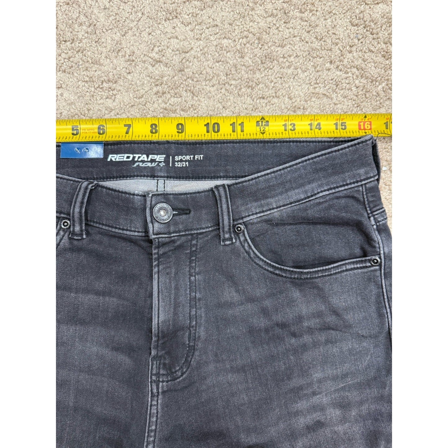 Redtape Men's Black Denim Jeans Skinny Flow+ Sport Fit Size 32x31