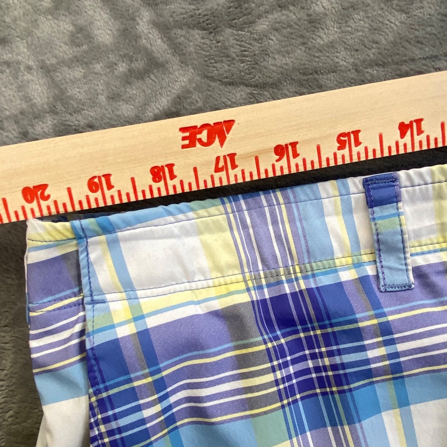 Jack Nicklaus Golf Shorts Men's Sz 40 Blue White Plaid Elastic Waist 11" Longer