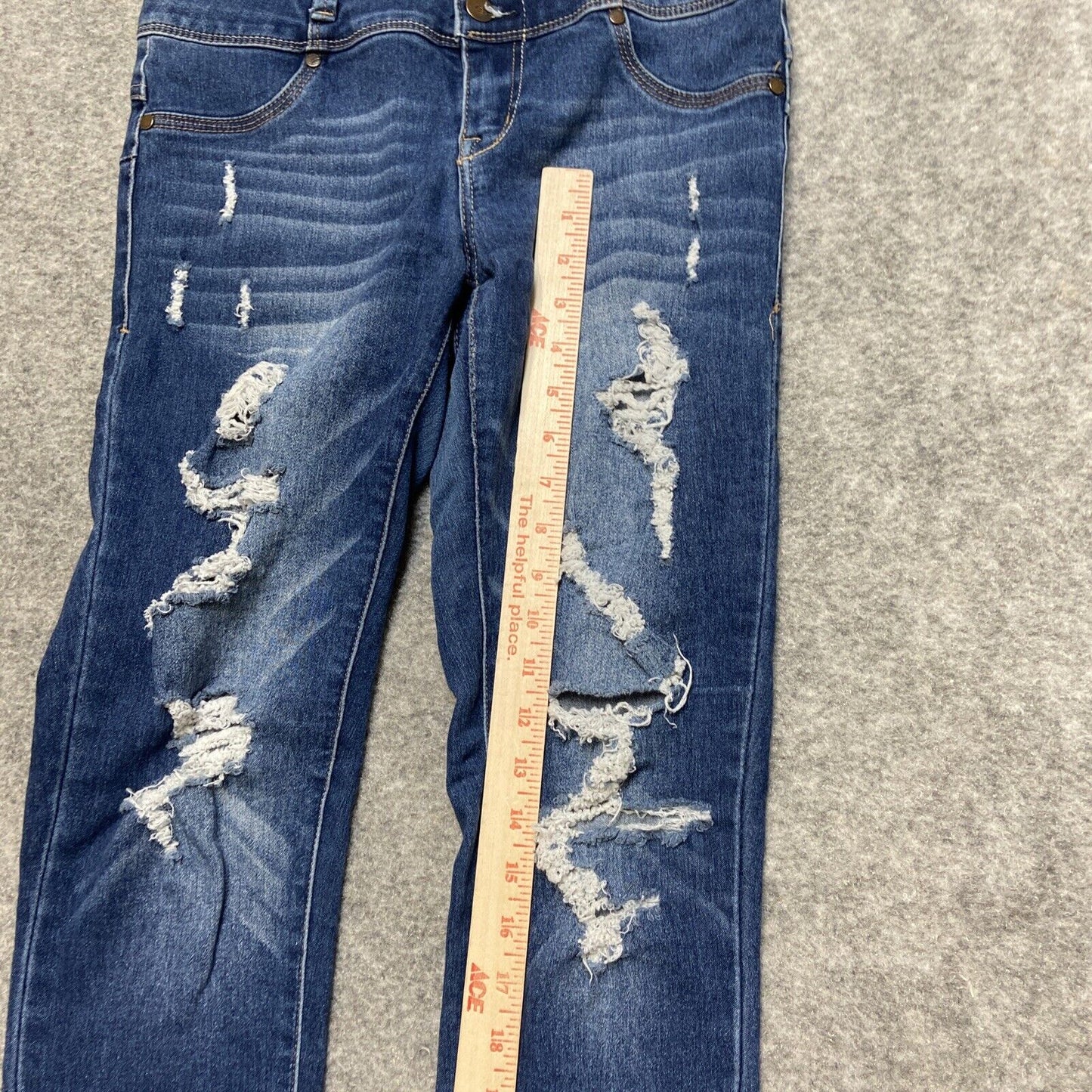 Astor Denim Distressed Skinny Jeans Women's Size 7 Dark Blue Faded Denim