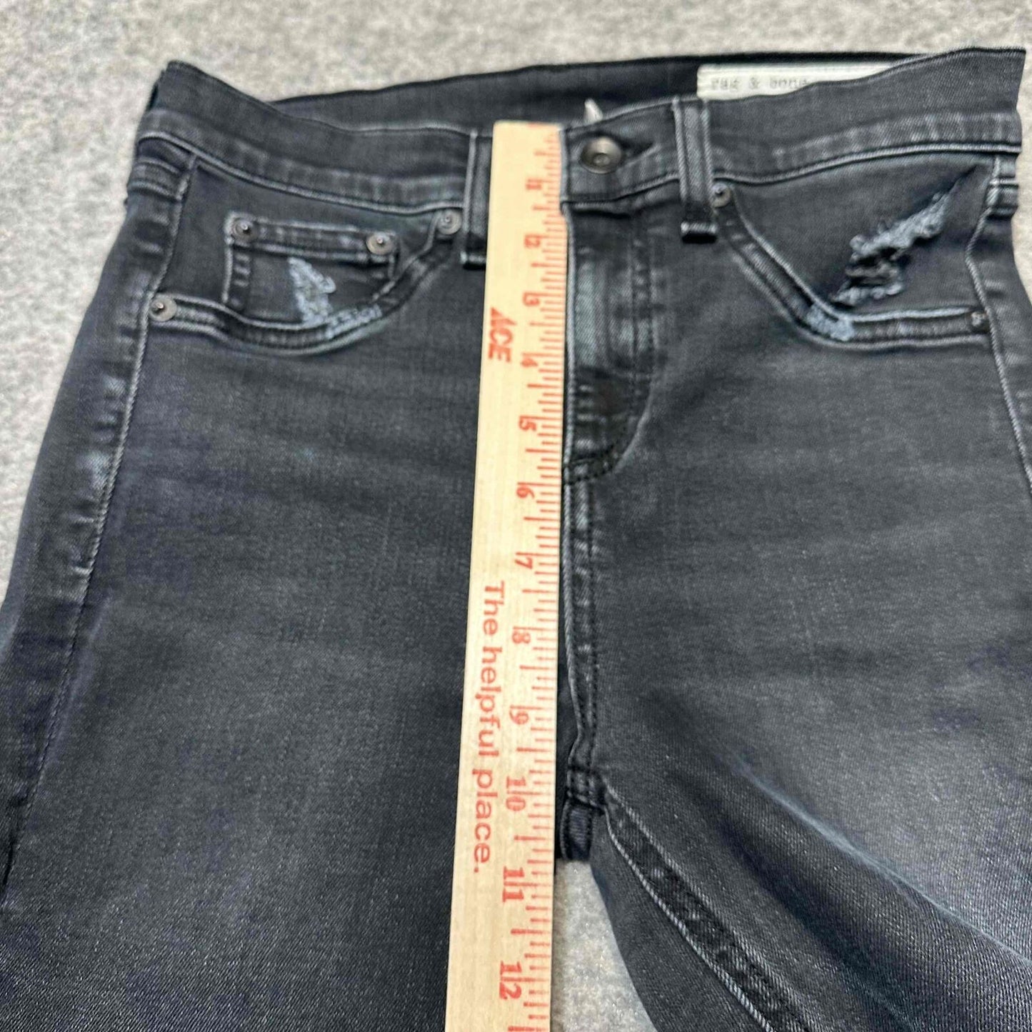 Rag & Bone Women's Distressed Skinny Fit Ankle Jeans Sz 26 Black Dark Wash Denim