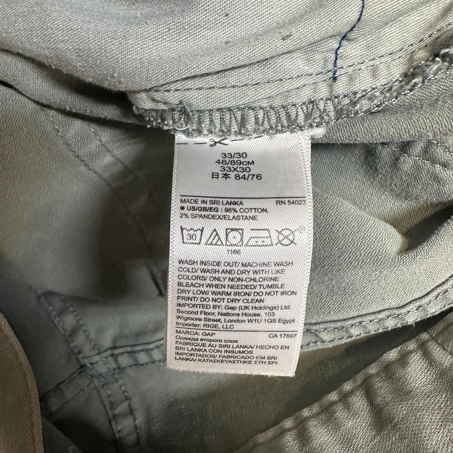Gap Straight Jeans Men's Size 33x30 Gray