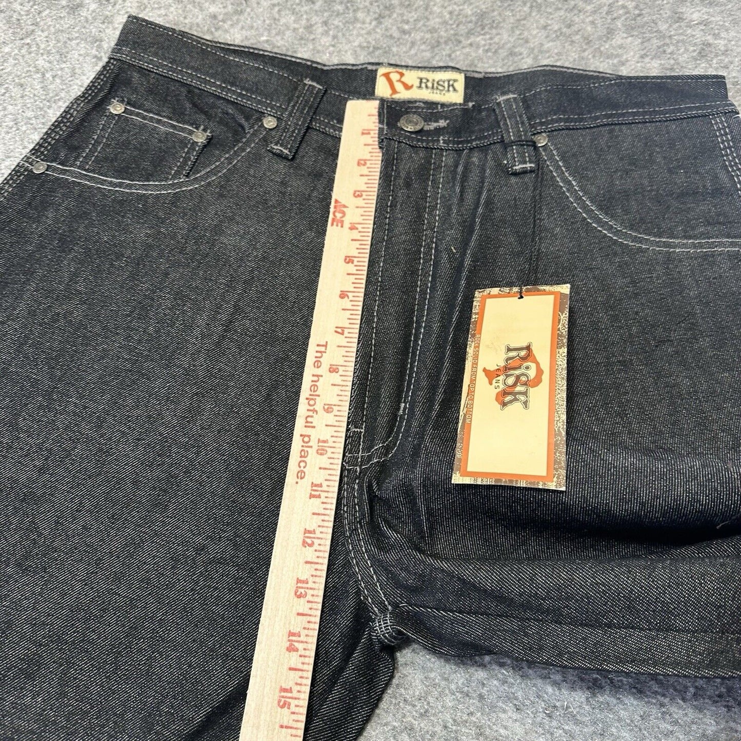 Vintage New RISK Relaxed Straight Jeans Men's Size 34 Black Denim 100% Cotton