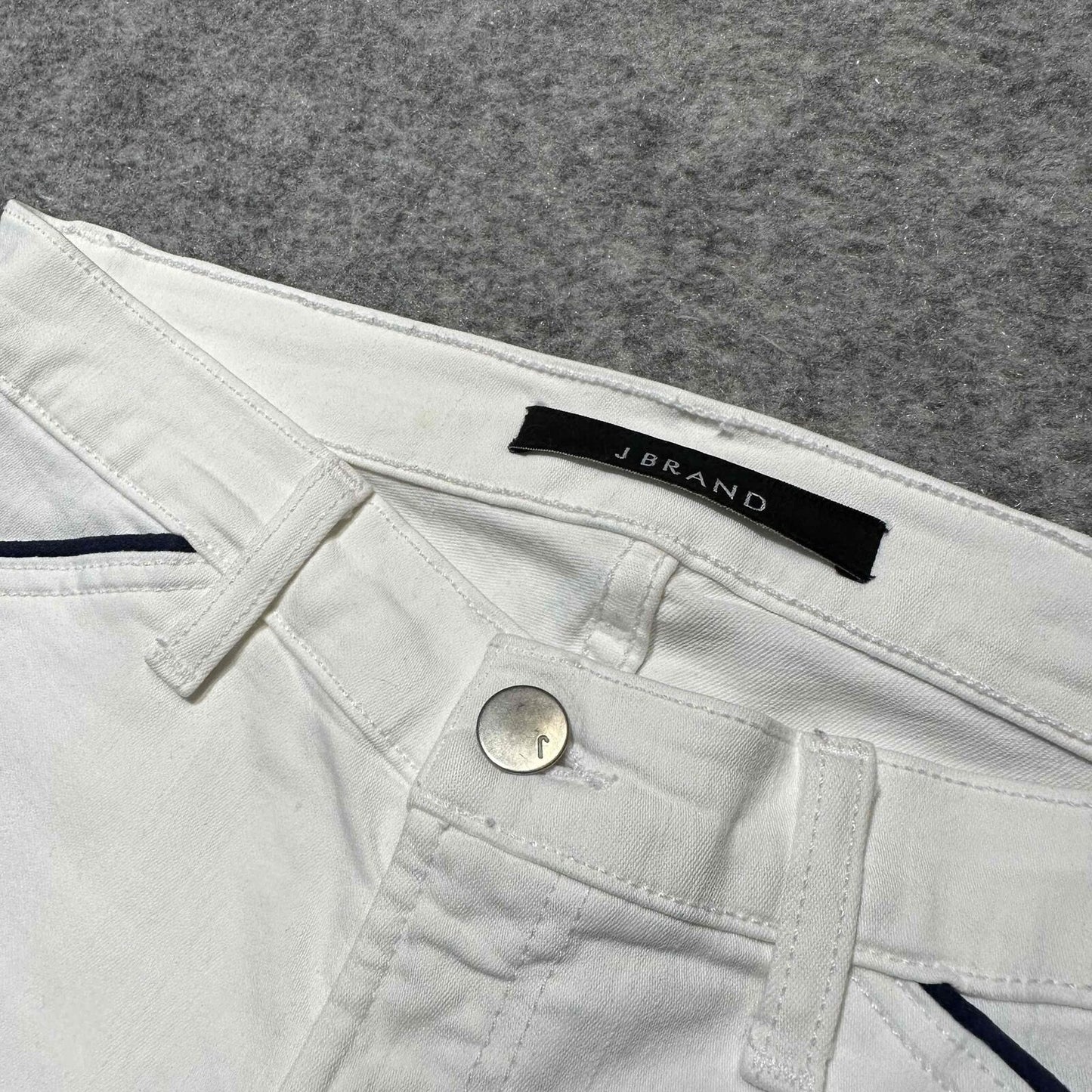 J Brand Blanc Women's Side Stripe Skinny Jeans Size 28 White Light Wash Denim