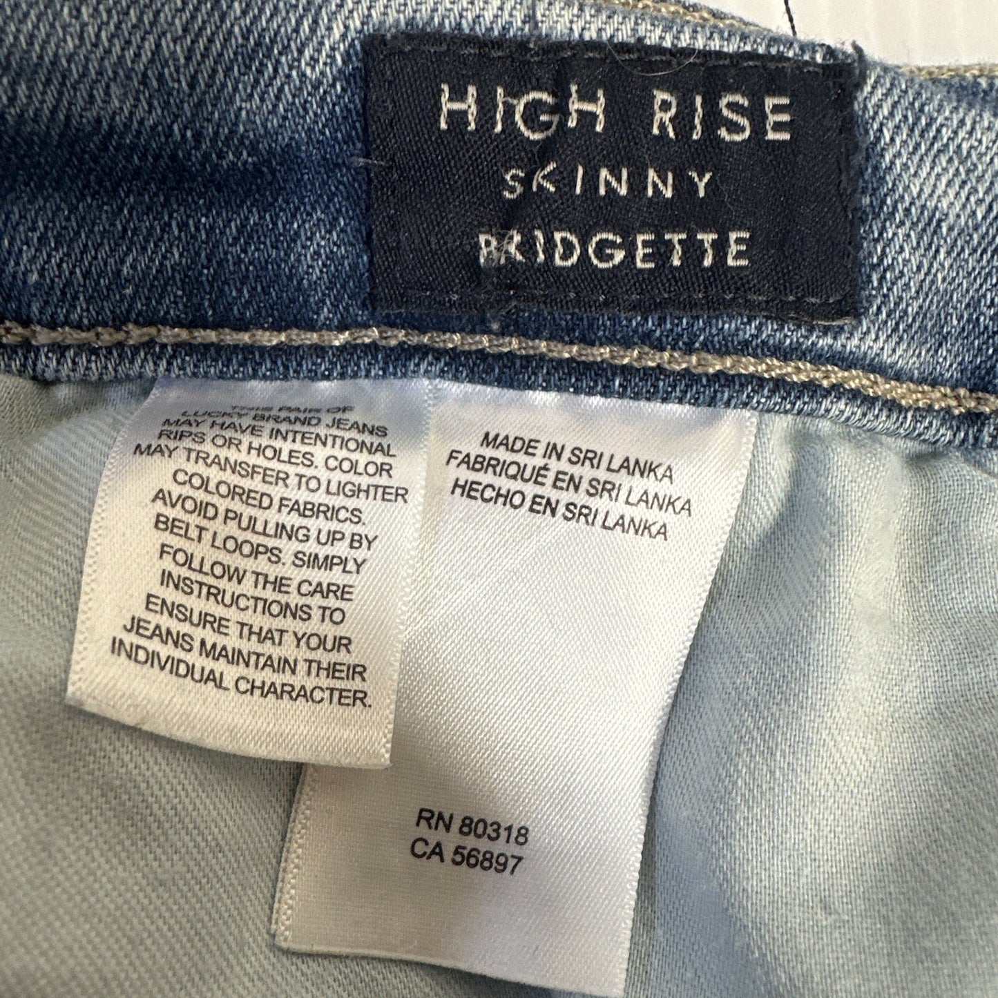 Lucky Brand Jeans Womens 2/26 Blue Bridgette High Rise Skinny Denim Light Wash