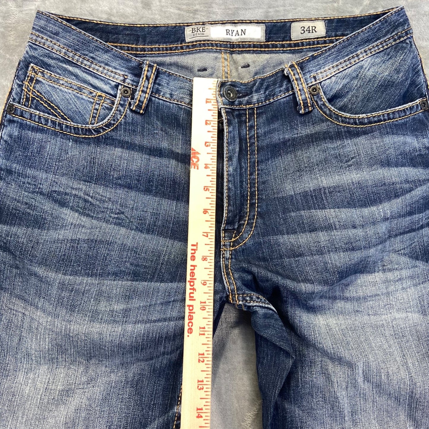 BKE Men's Ryan Straight Jeans Size 34R Blue Medium Wash