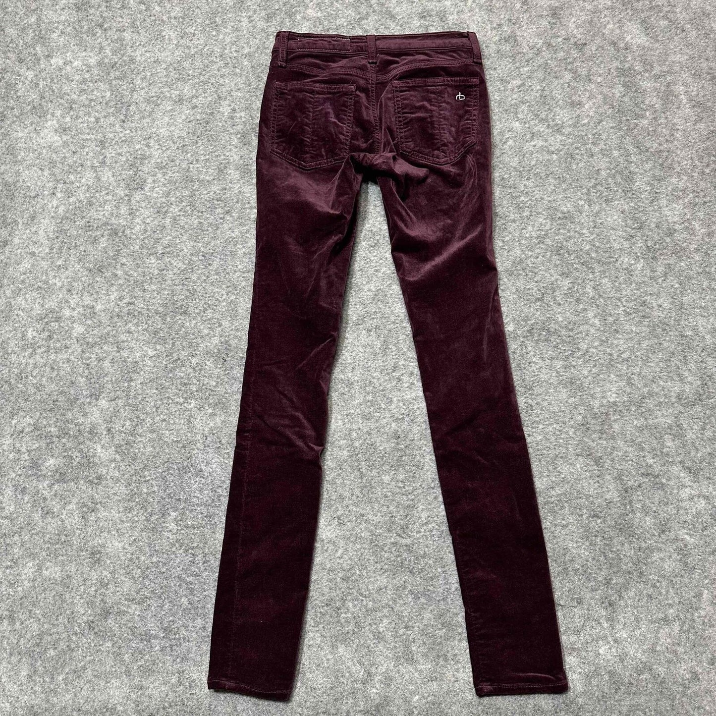 Rag & Bone Women's Velvet Skinny Corduroy Jeans Size 23 Burgundy Dark Wash