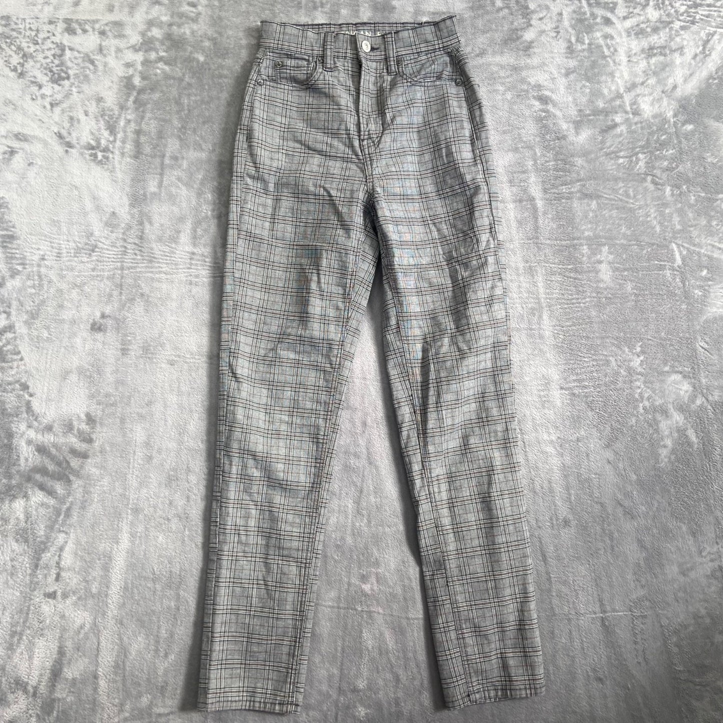American Eagle Plaid Stretch Pants Women's Size 000 Gray Cotton Blend