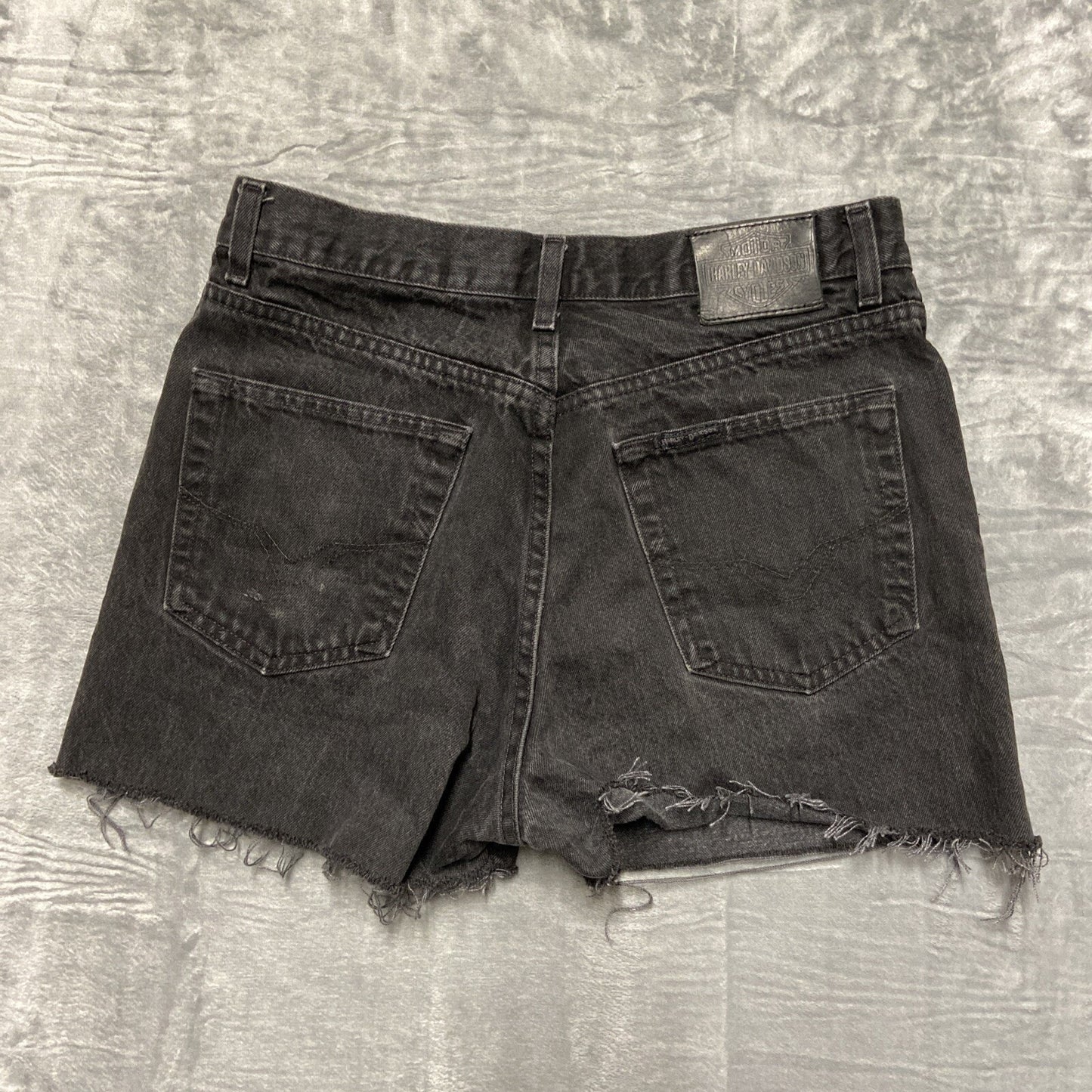 Harley Davidson Cut Off Jean Shorts Women's Size 10 Black Denim