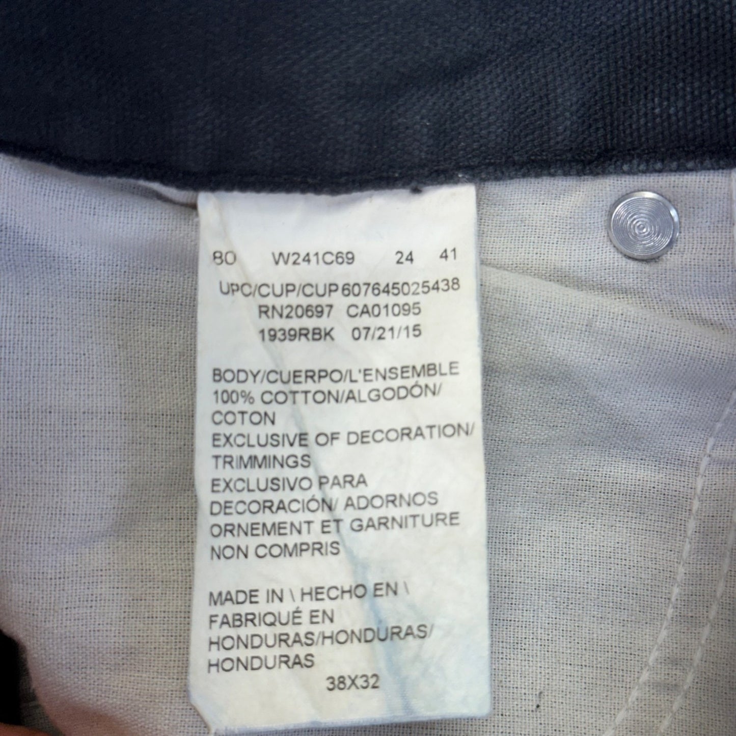 Dickies Men's Duck Canvas Carpenter Pants 38x32 Black Workwear