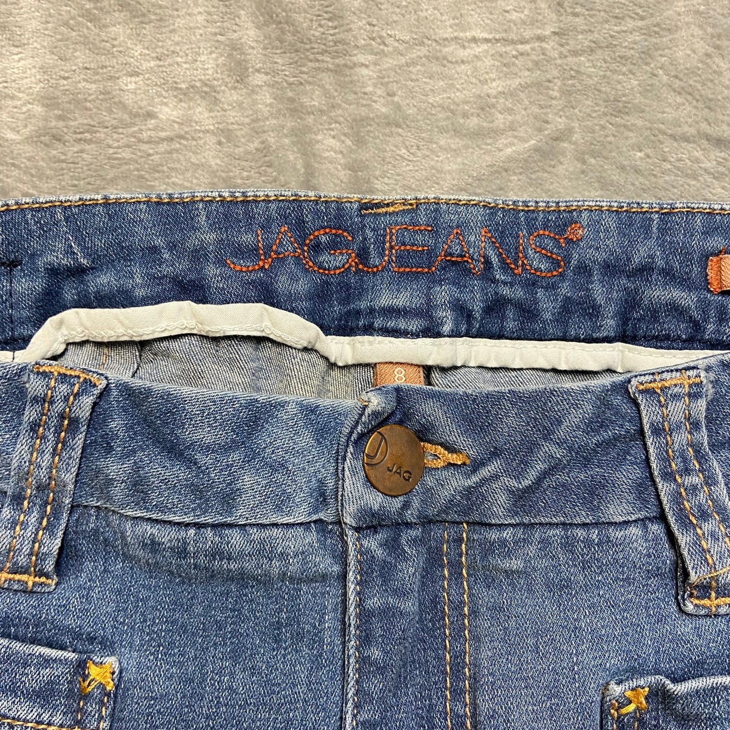 Jag Jeans High Rise Flare Jeans Women's Size 8 Blue Denim Medium Wash Distressed