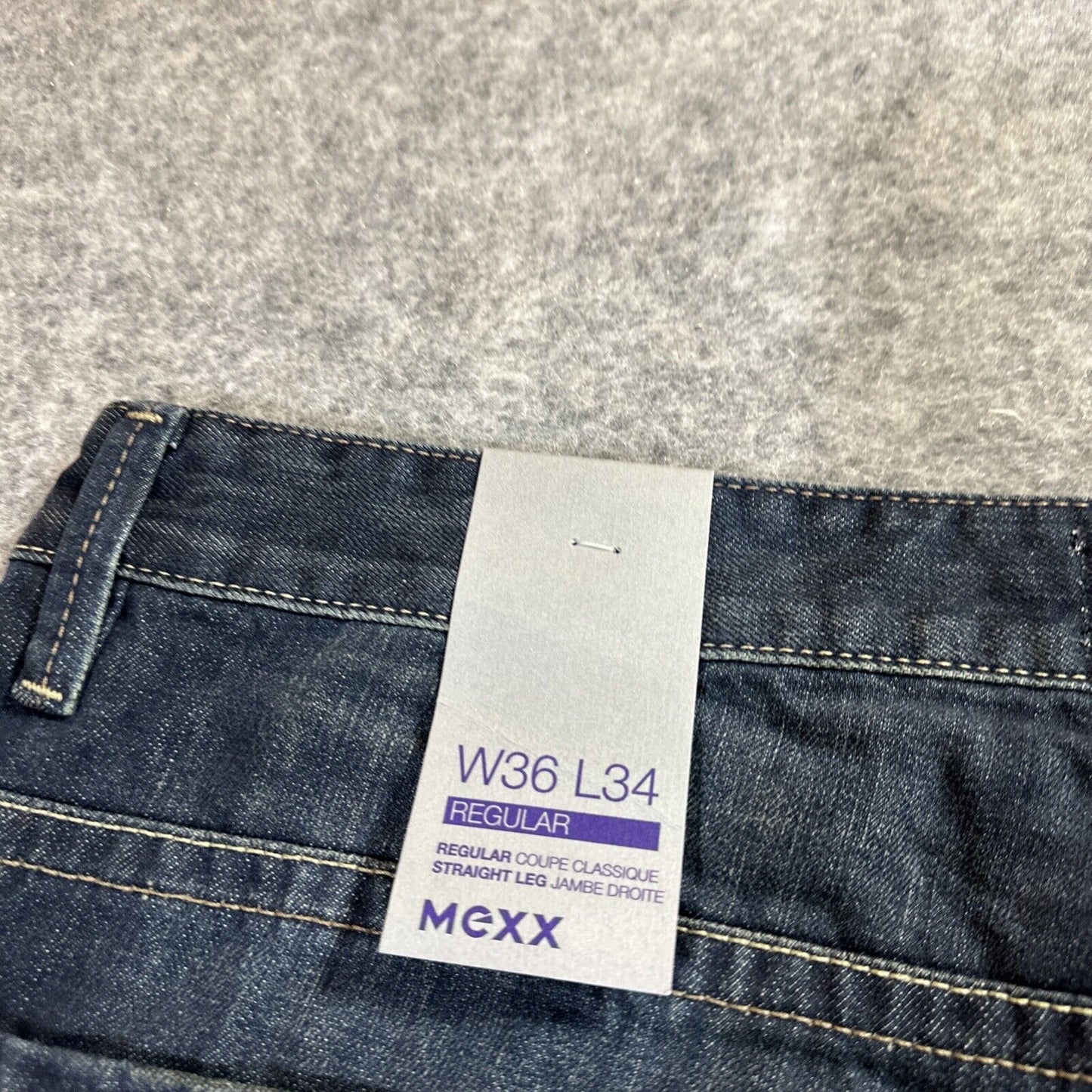 New Mexx Regular Straight Leg Jeans Men's Size 36x34 Dark Blue Denim