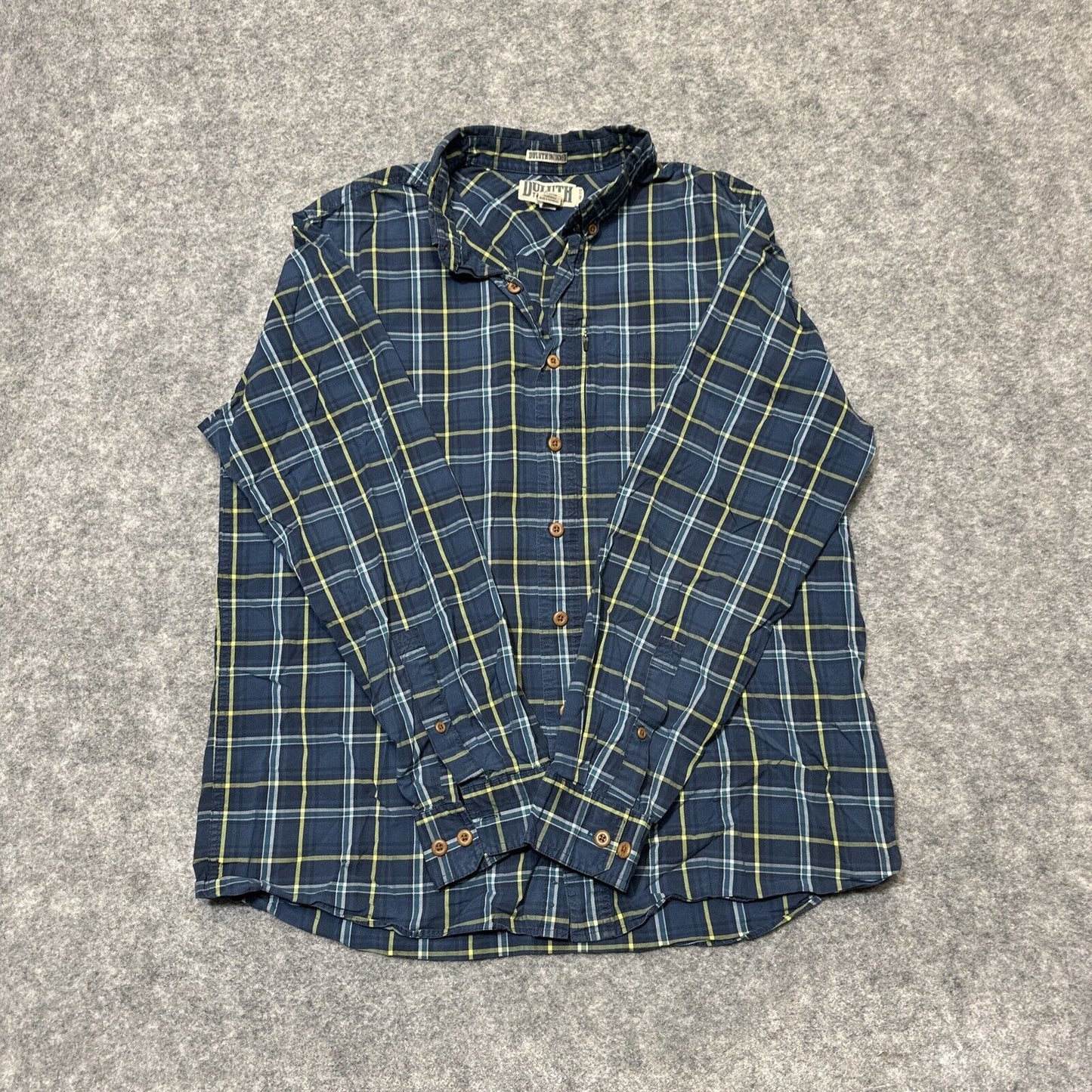 Duluth Trading Untucked Men's Slim Fit Button Up Long Sleeve Shirt Size XLT Blue