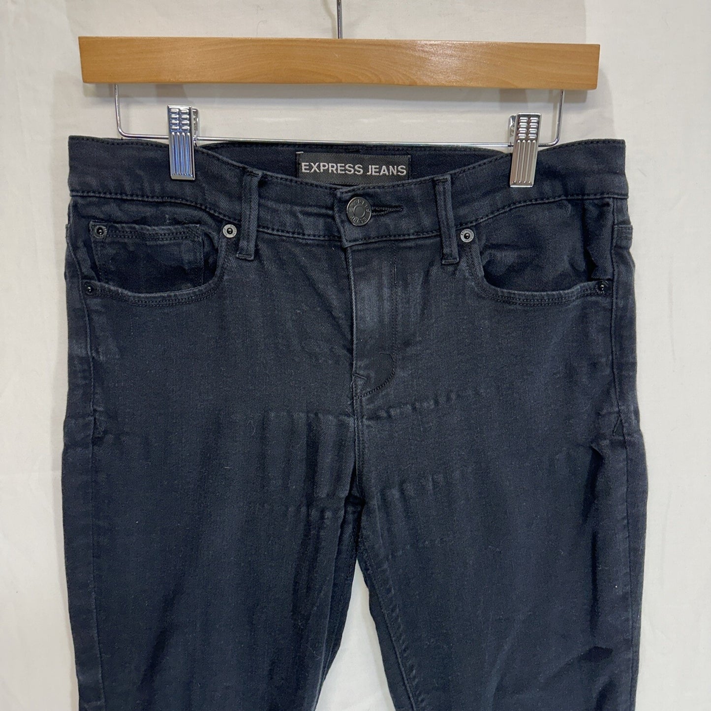 Express Jeans Women's Size 6R Mid Rise Jegging Black Slim Fit Denim