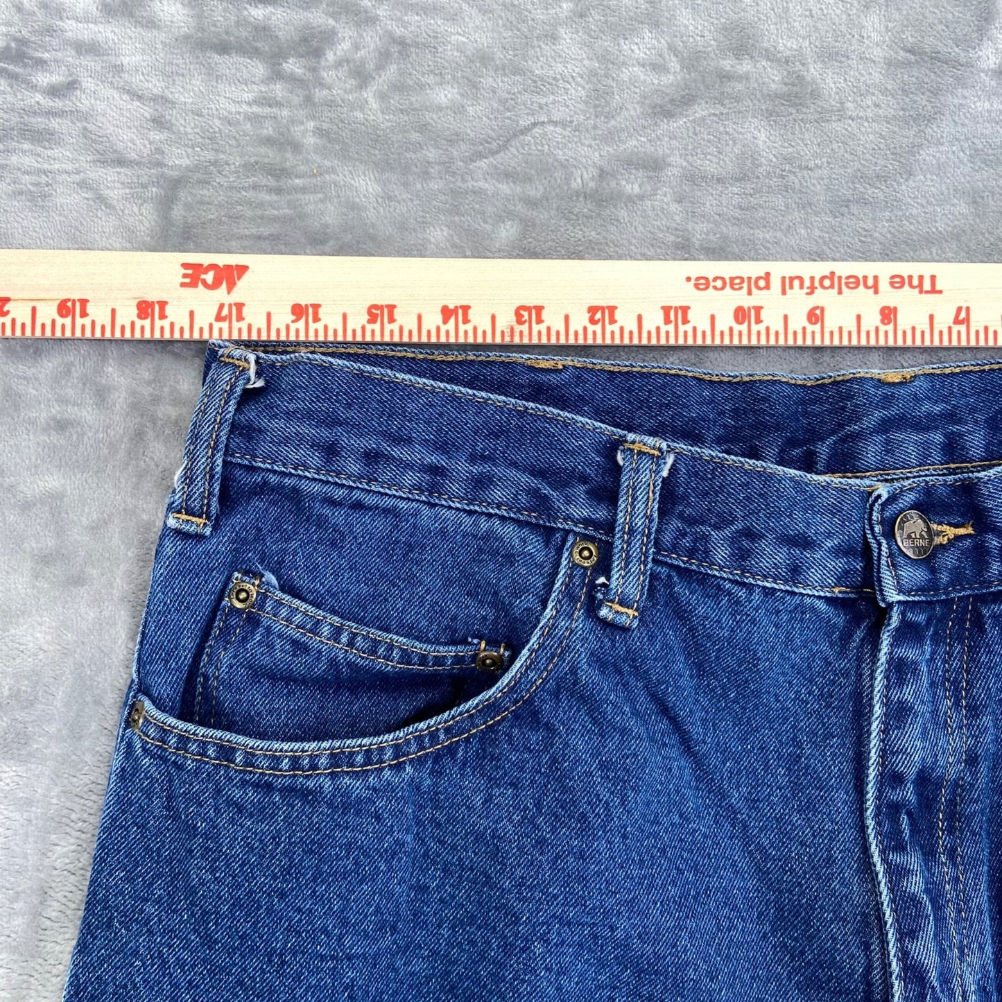 Berne Men's Straight Jeans Size 38x28 Blue Denim