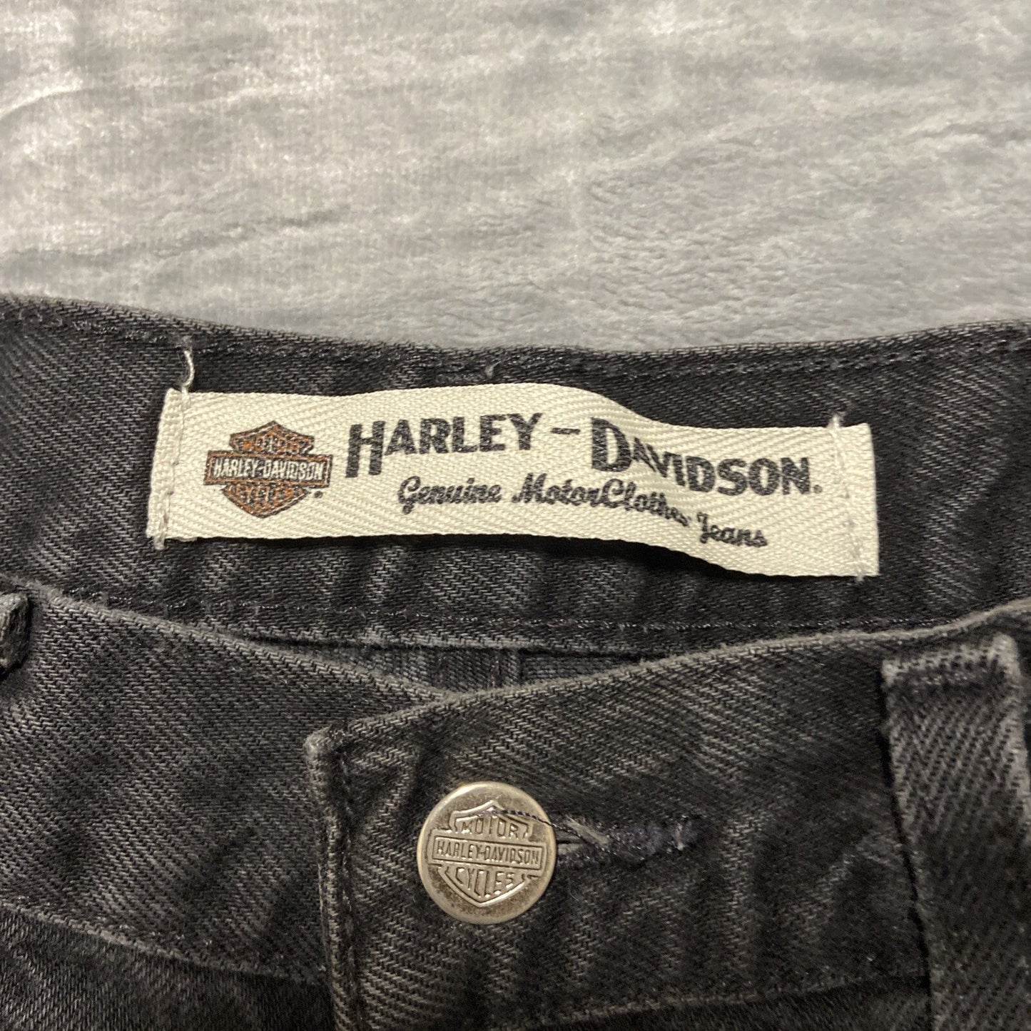 Harley Davidson Cut Off Jean Shorts Women's Size 10 Black Denim