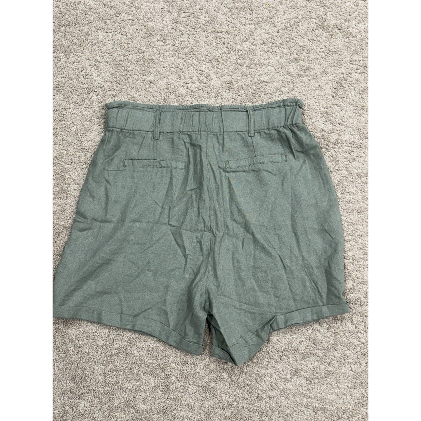 Risen Los Angeles Linen Blend Women's High Rise Black XL Shorts Olive Green