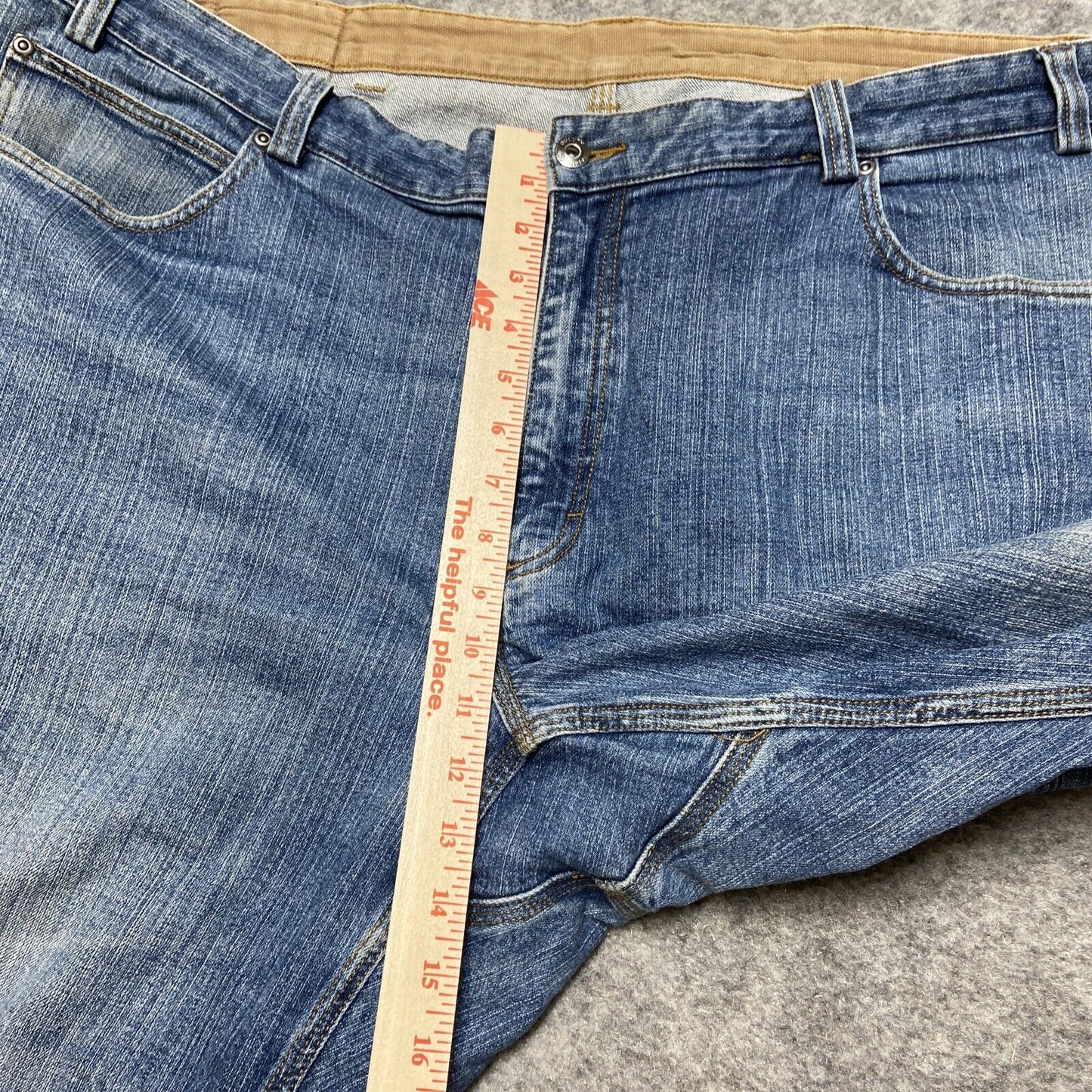 Duluth Trading Straight Jeans Men's Size 46x27 Blue Faded Denim Work Jeans