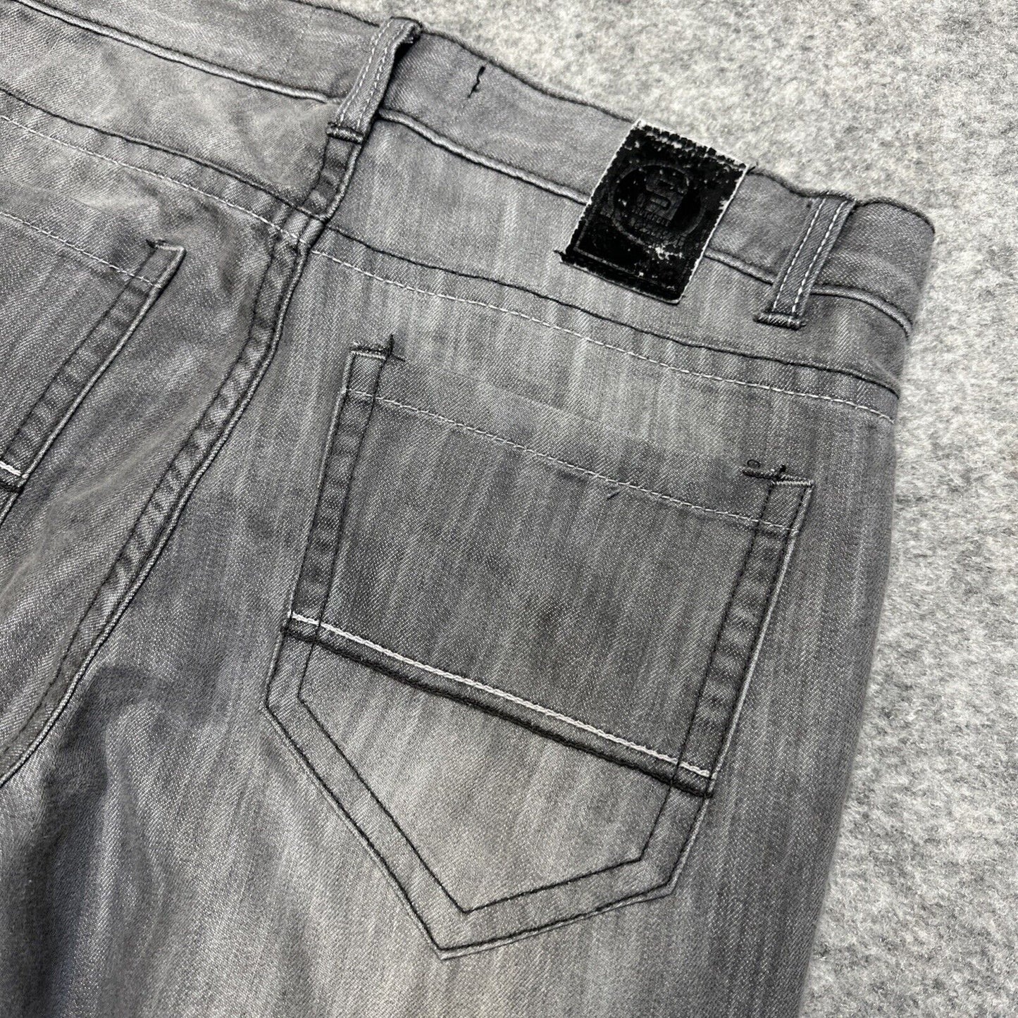 Southpole Straight Jeans Men's Size 34x30 Gray Denim Skater Y2K Grunge *Stained*