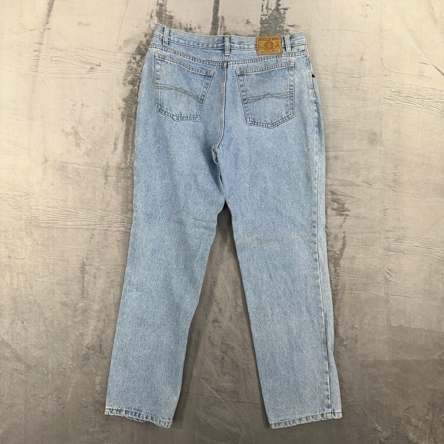 Vintage Bugle Boy Men's Relaxed Fit Straight Leg Jeans Sz 36x32 Blue Light Wash