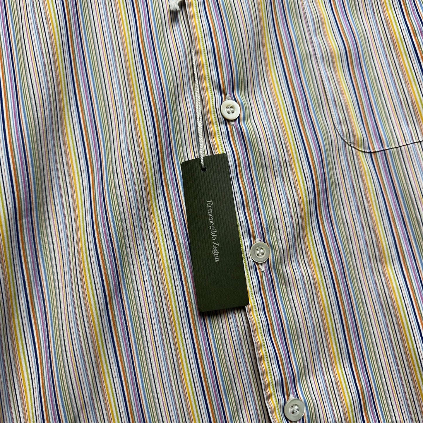 New Ermenegildo Zegna Striped Dress Shirt Men's Size L Multicolor