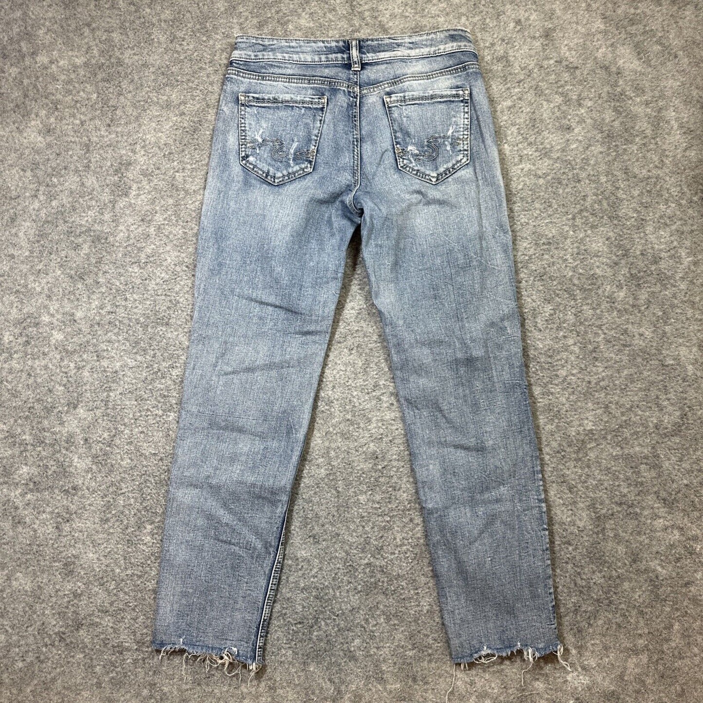 Silver Jeans Suki Ankle Slim Distressed Jeans Womens Size 25/27 Light Blue Denim