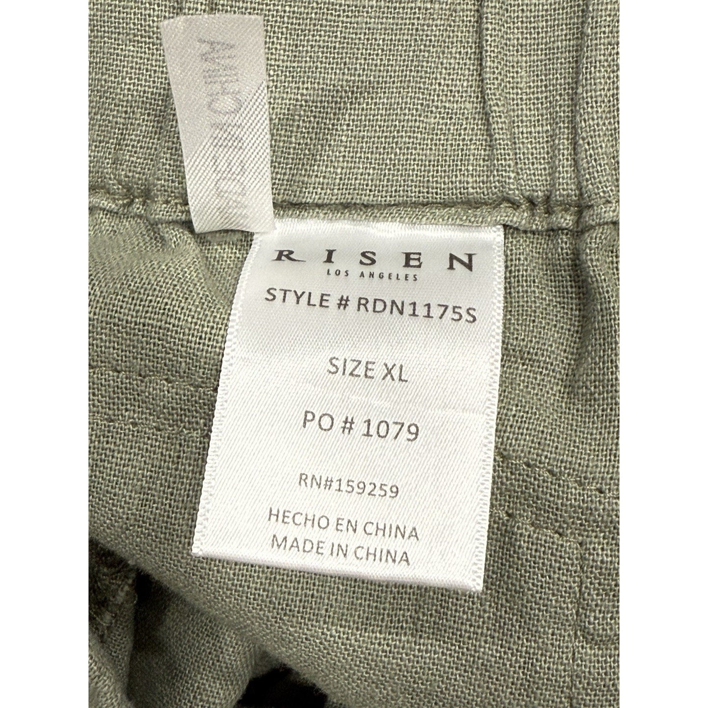 Risen Los Angeles Linen Blend Women's High Rise Black XL Shorts Olive Green