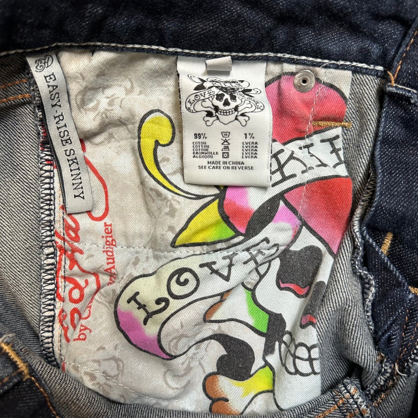 Ed Hardy Easy Rise Skinny Jeans Women's Size 28 Dark Blue Denim