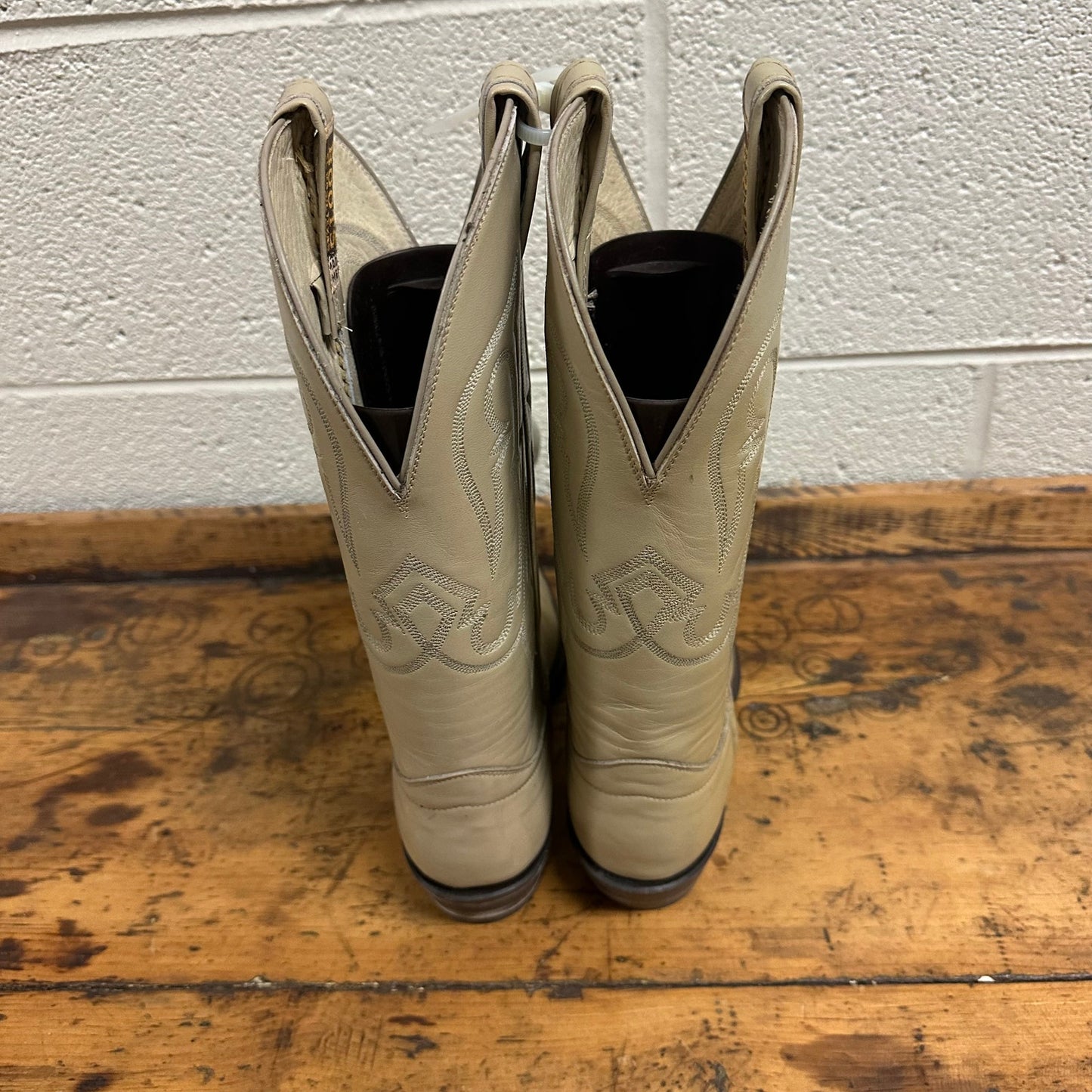 New Hondo Deadstock Western Riding Boots Men's Sz 7.5B Brown Leather Embroidered