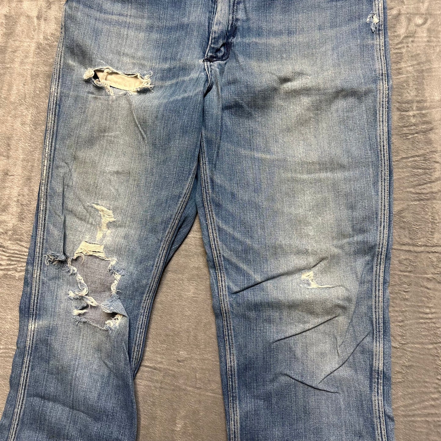 Wrangler Distressed Bootcut Jeans Mens Size 33 Blue Denim