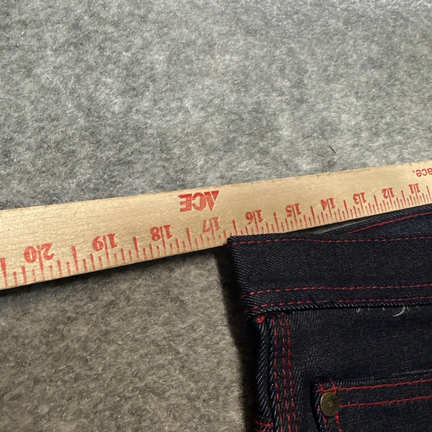 Vintage New RISK Relaxed Straight Jeans Men's Size 34x34 Blue Red Stitch Denim