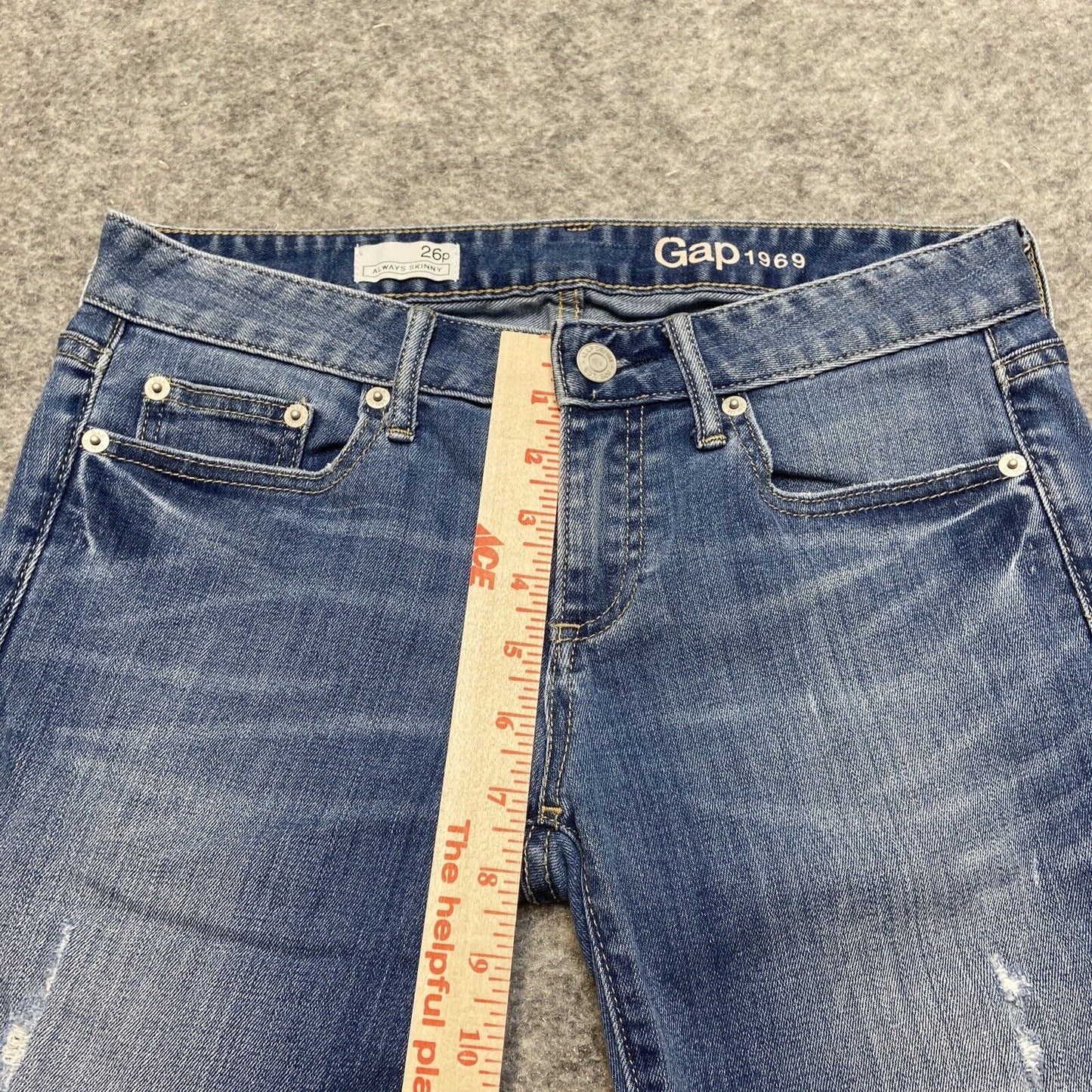 Gap 1969 Always Skinny Distressed Jeans Women's Size 26p Blue Denim