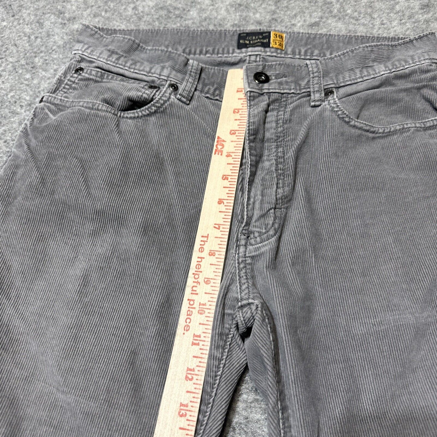 J Crew Men's Corduroy Slim Straight Jeans Size 30x32 Gray