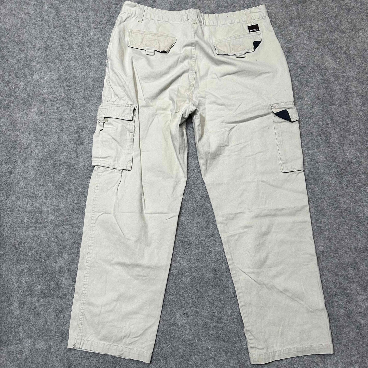 Plugg Men's Multiple Pockets Cargo Pants Size 36x30 Grey Light Wash Pants