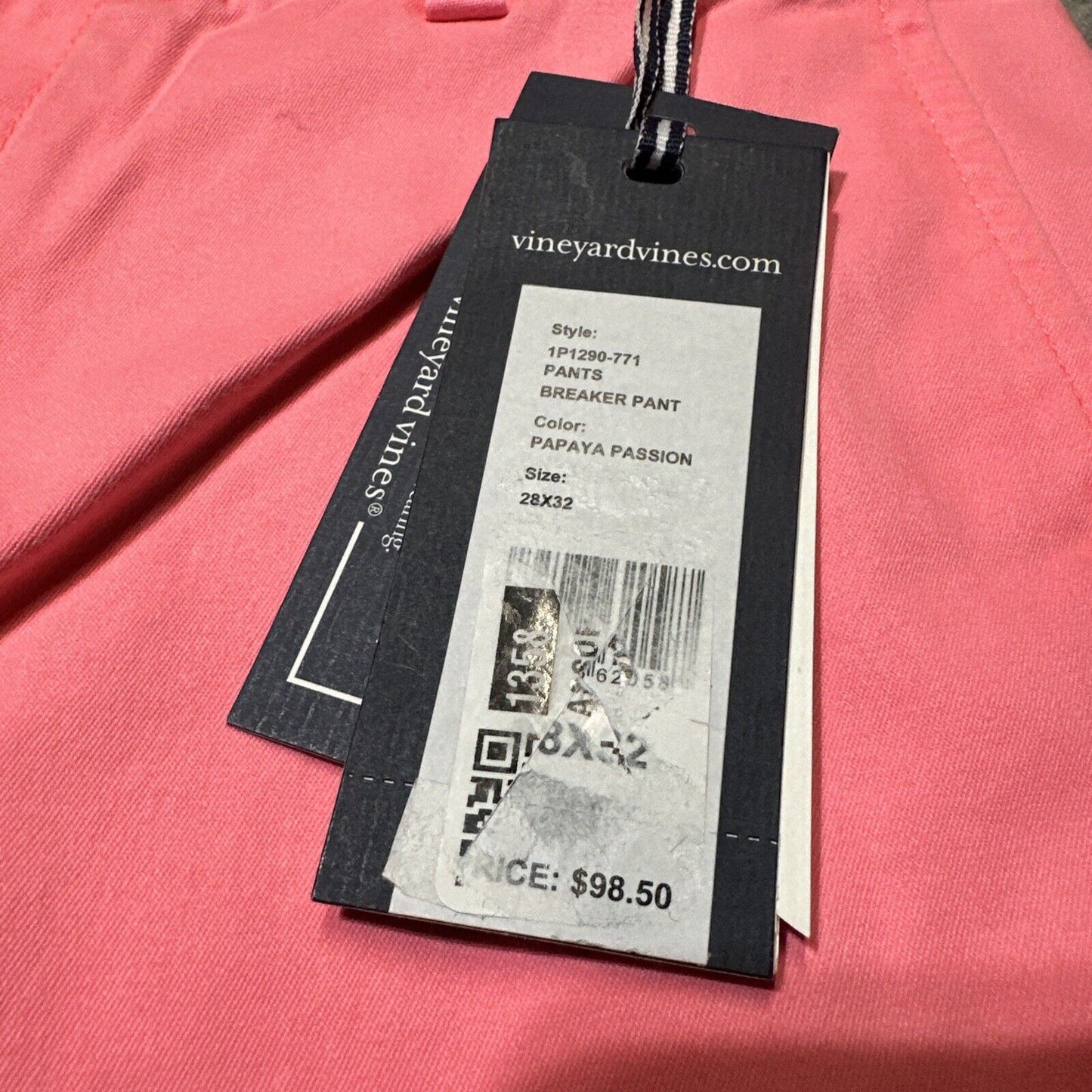 New Vineyard Vines Breaker Pant Men's Size 28x32 Pink Papaya Passion Chinos