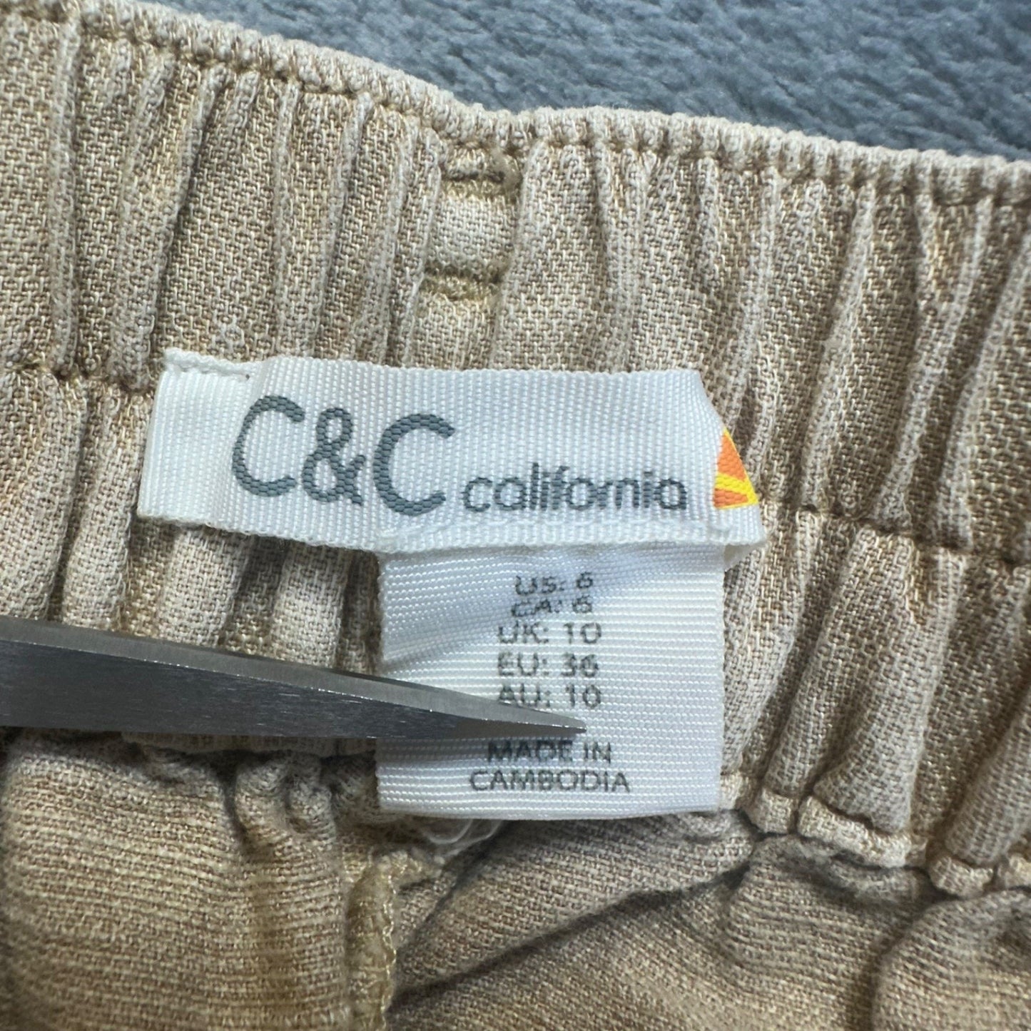 C&C California Women's Wide Leg Linen Capri Pants Size 6 Beige #534424