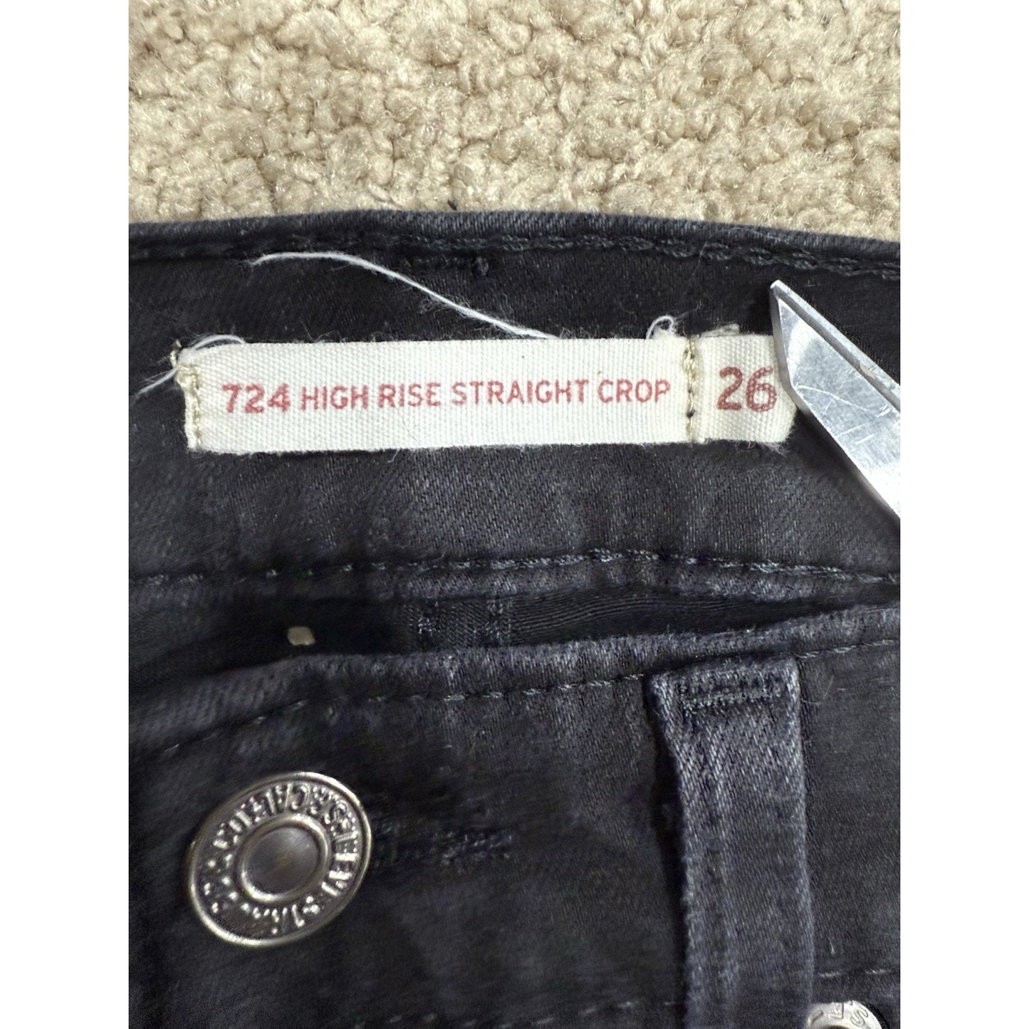Levi's Premium 724 Black Jeans High Rise Straight Crop Women’s Size 26
