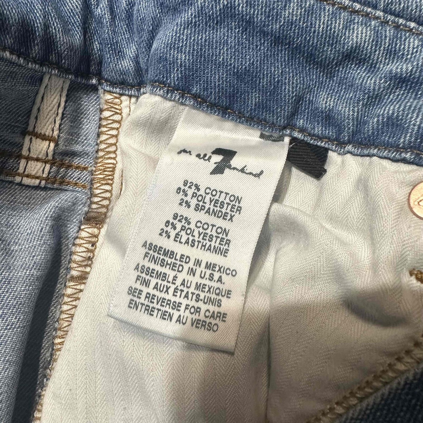 NEW 7 For All Mankind Women's Skinny Belted Jeans Size 32 Blue Light Wash