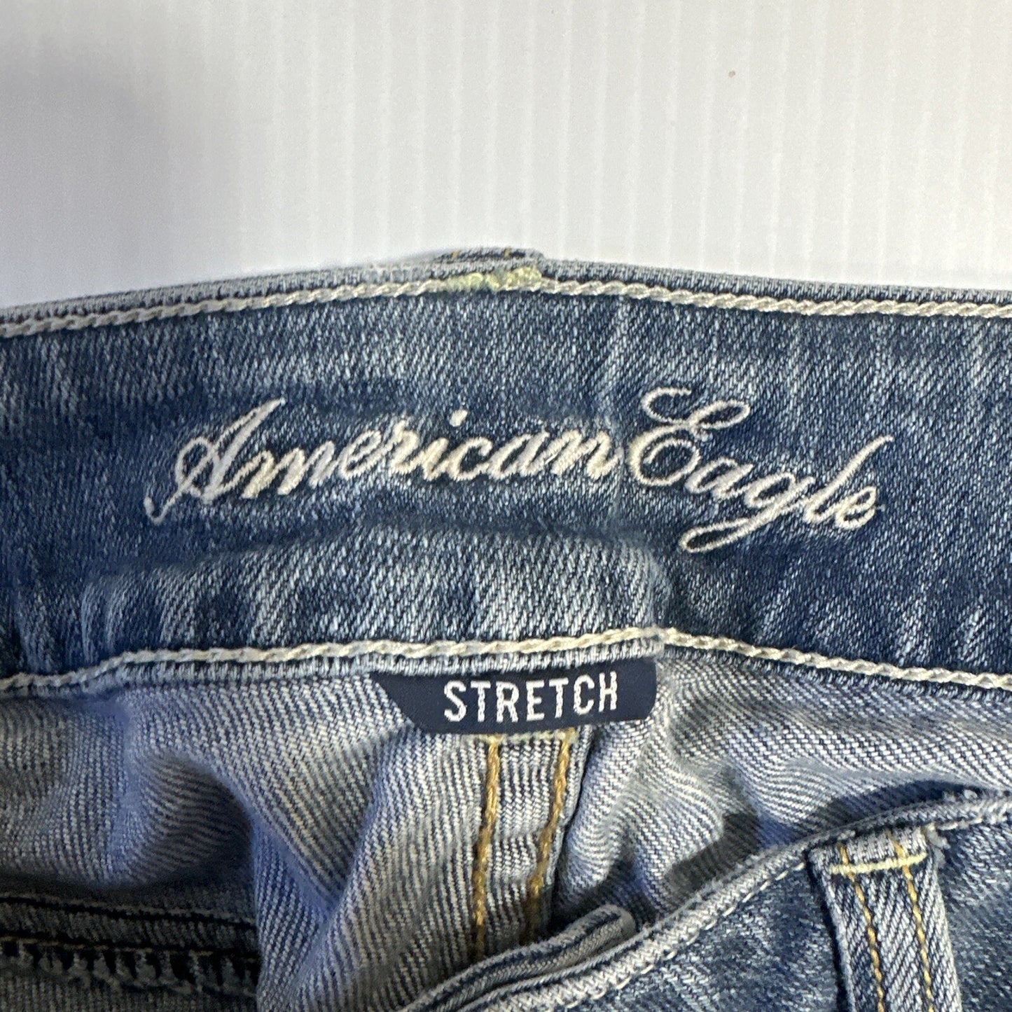 American Eagle Artist Jeans Women's 4 Blue Stretch Flare Low Rise Distressed