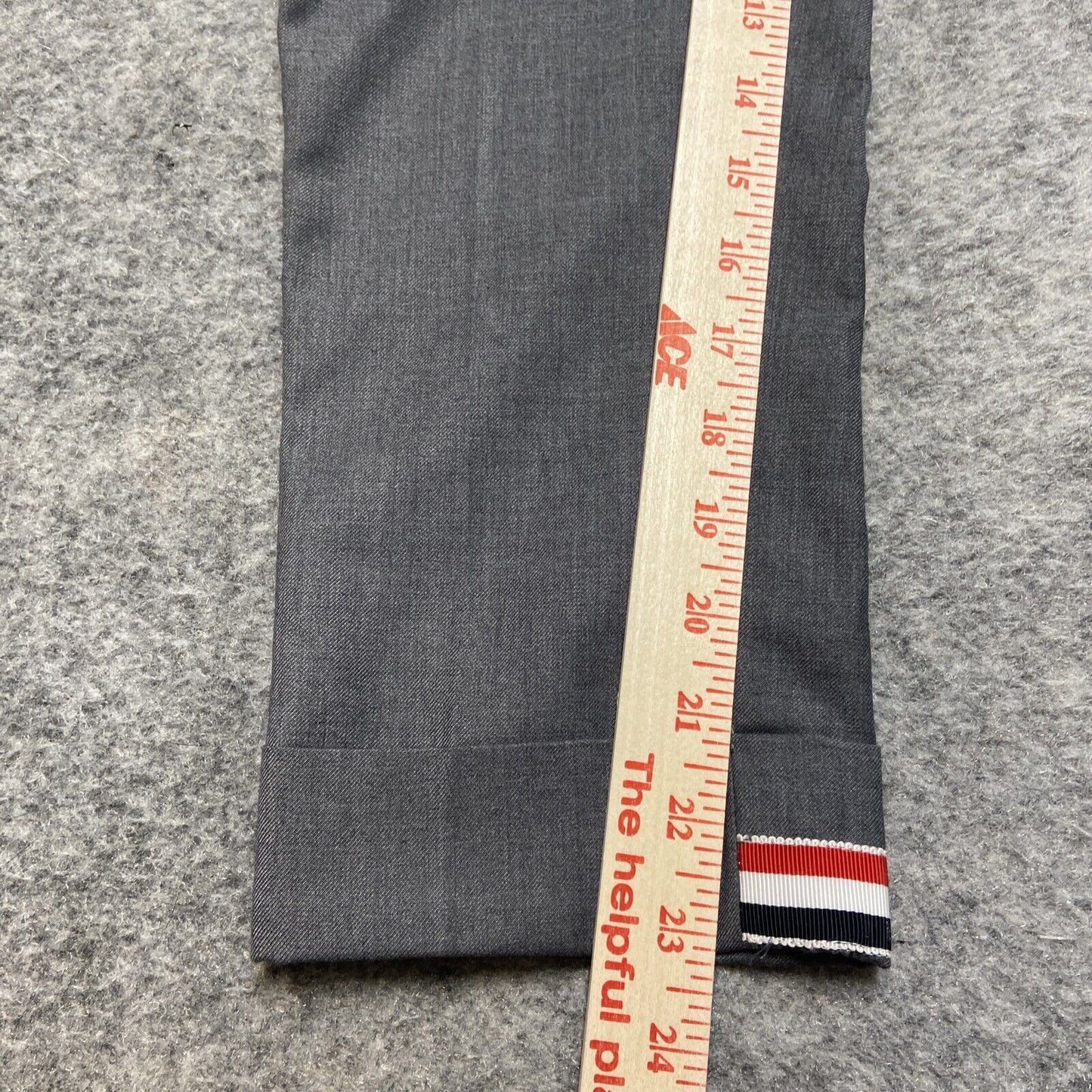 Thom Browne Wool Dress Pants Women's Size 0 Gray Cupro Lined Cuffed Pants