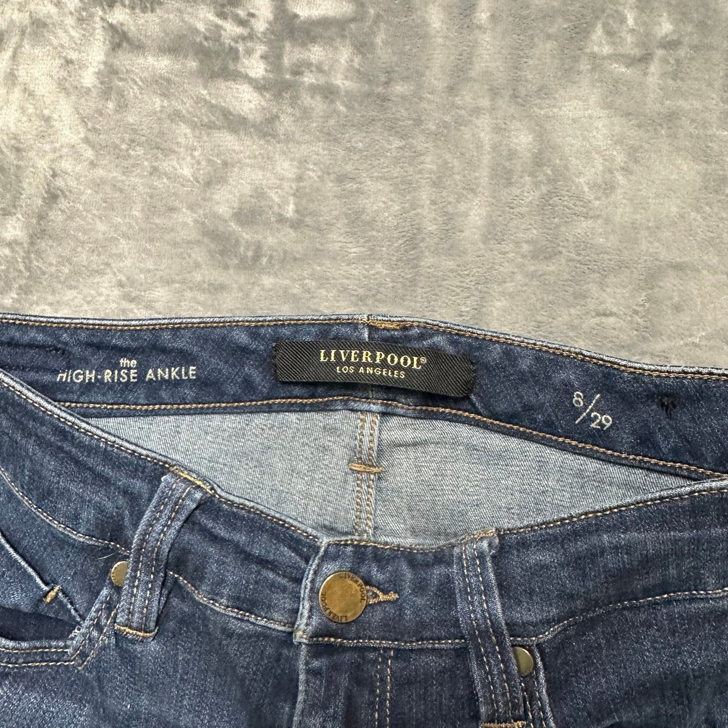 Liverpool Los Angeles High Rise Ankle Skinny Jeans Women's Size 8 Blue Denim
