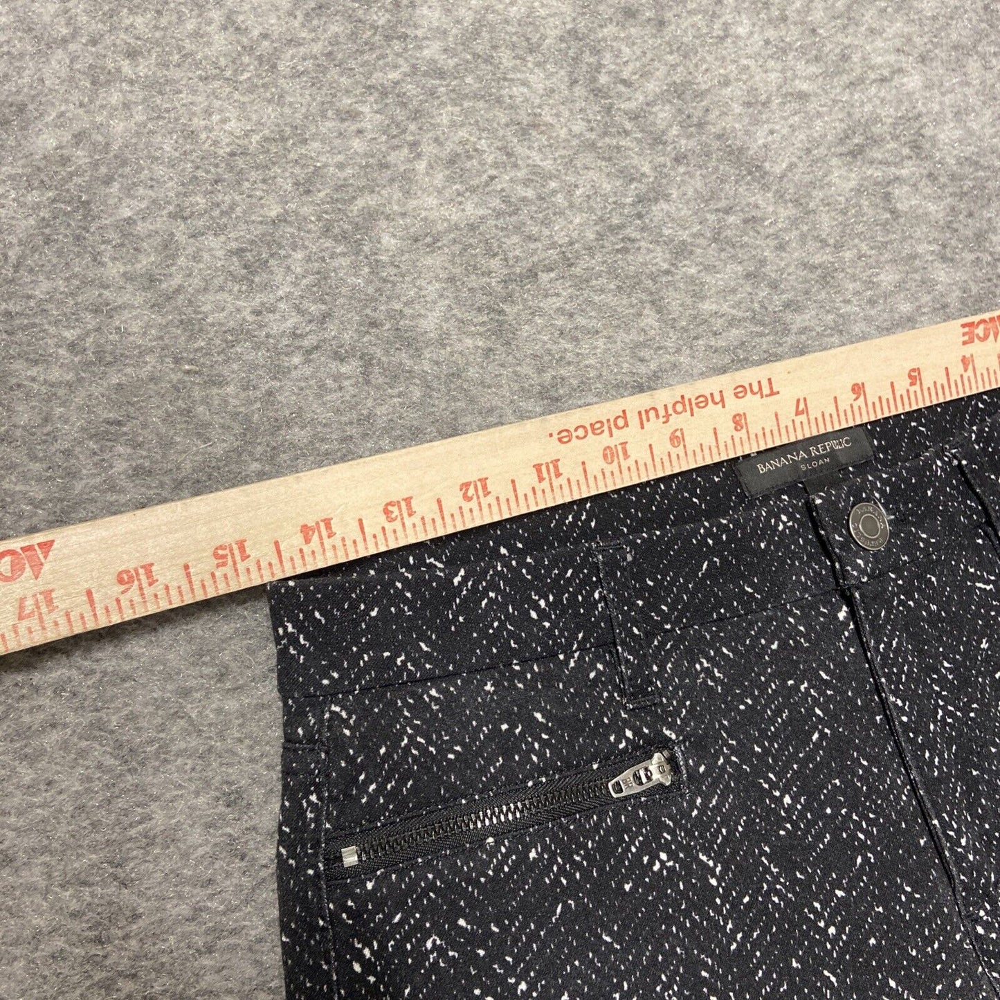 Banana Republic Sloan Slim Fit Pants Women's 6 Black White Speckled Zip Pocket