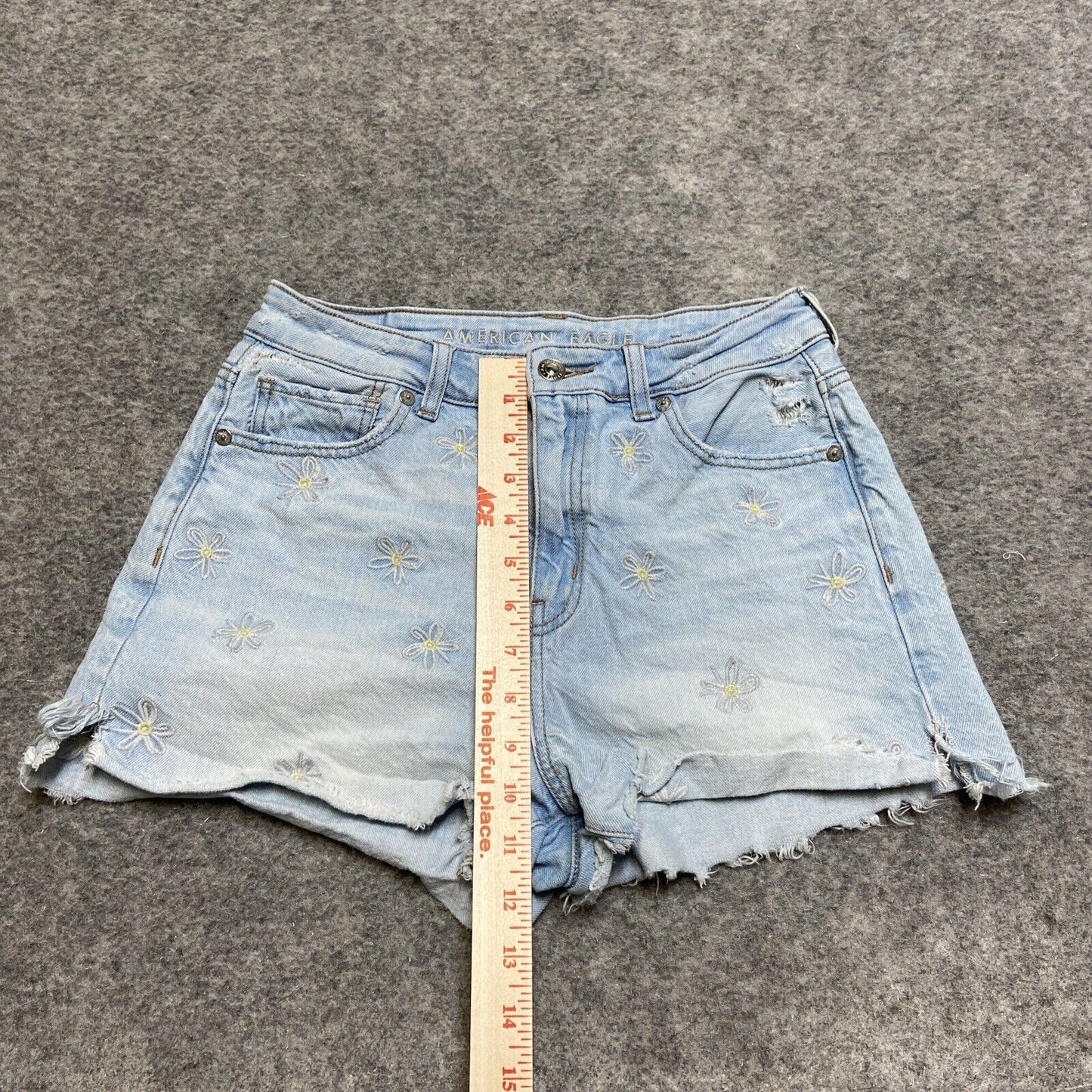 American Eagle Cut Off Mom Jean Shorts Women's Size 4 Light Blue Floral