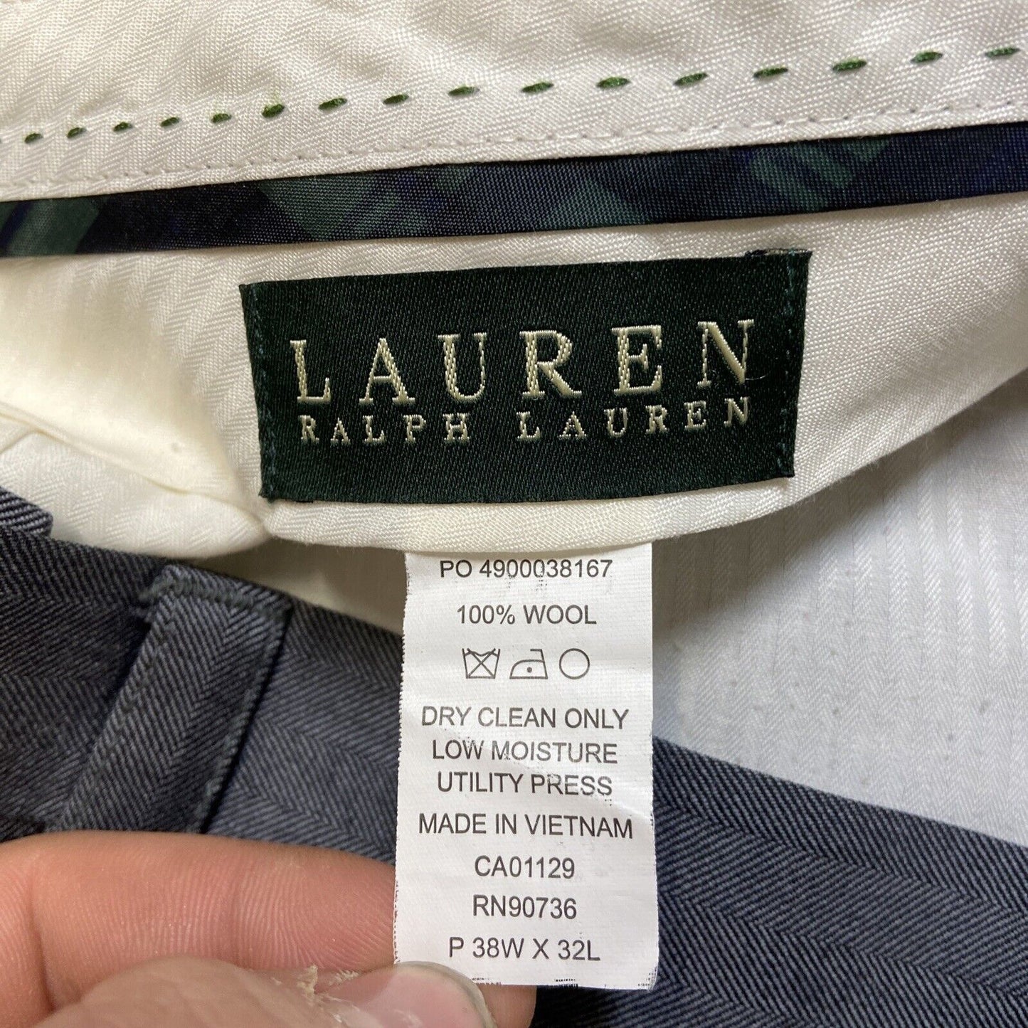 Lauren Ralph Lauren Wool Dress Pants Men's Size 38x32 Gray Formal Pants
