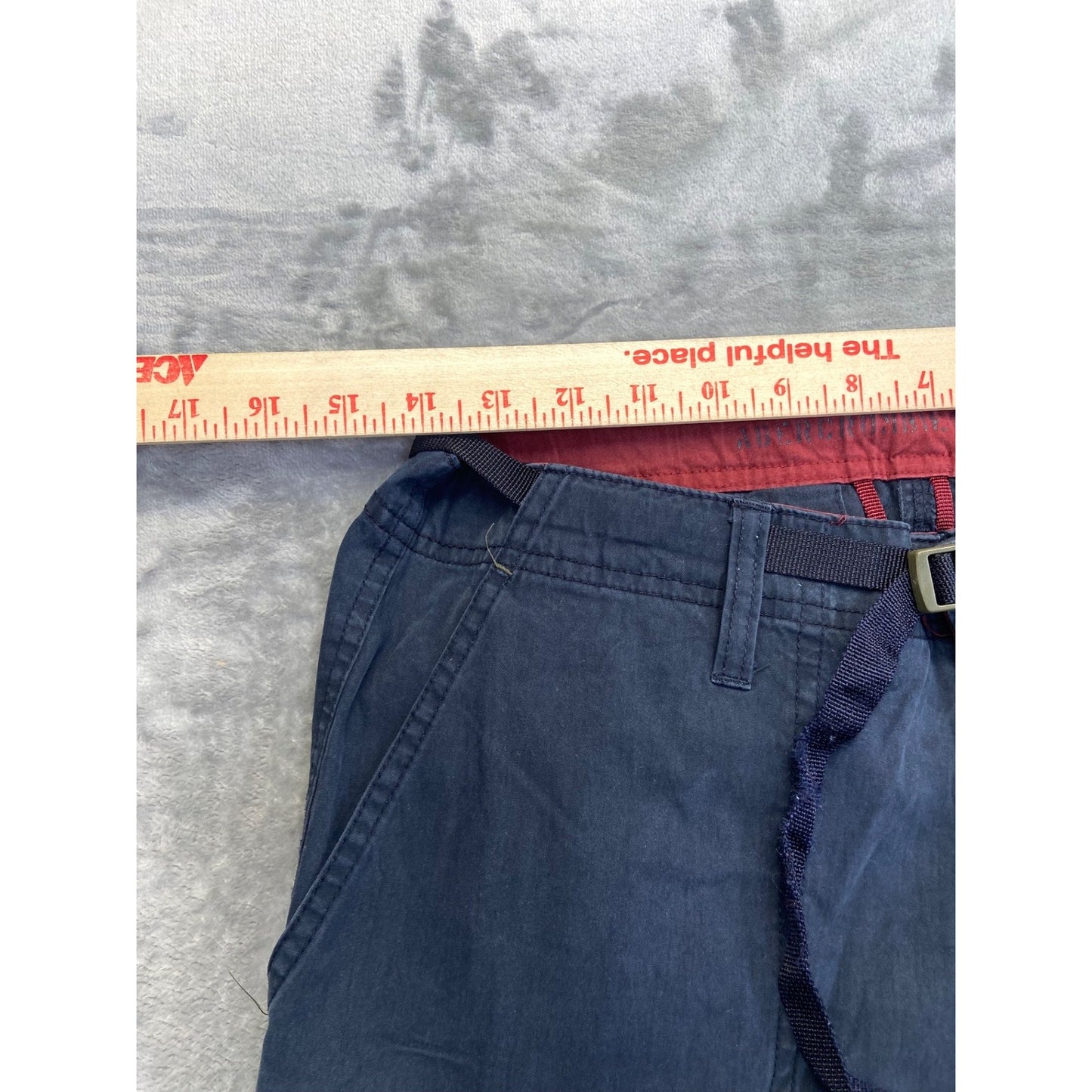 Vintage Abercrombie & Fitch Womens Baggy Flared Cargo Pants Size 4 Dark Blue Red
