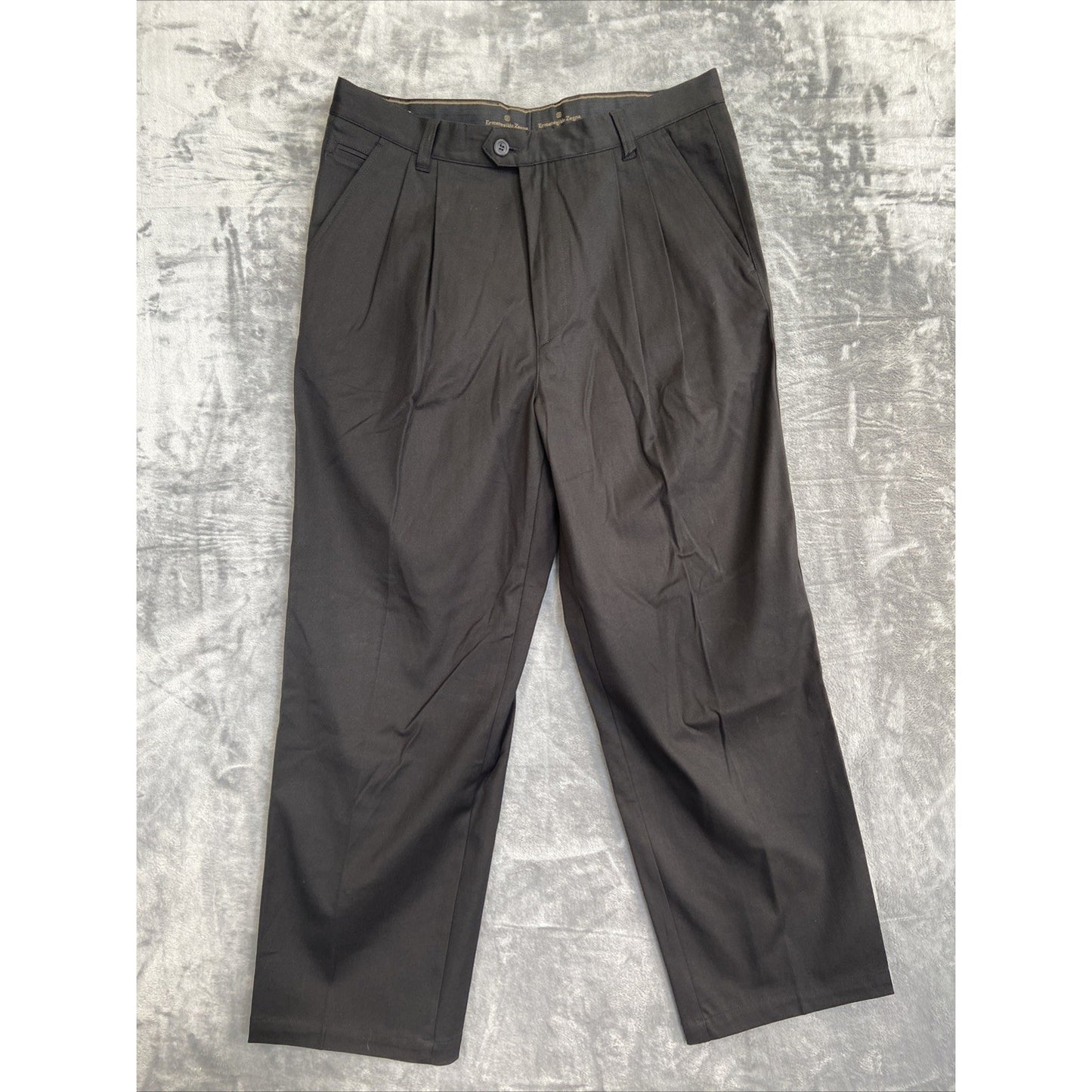 Ermenegildo Zegna Pleated Formal Dress Pants Men's 54 Black