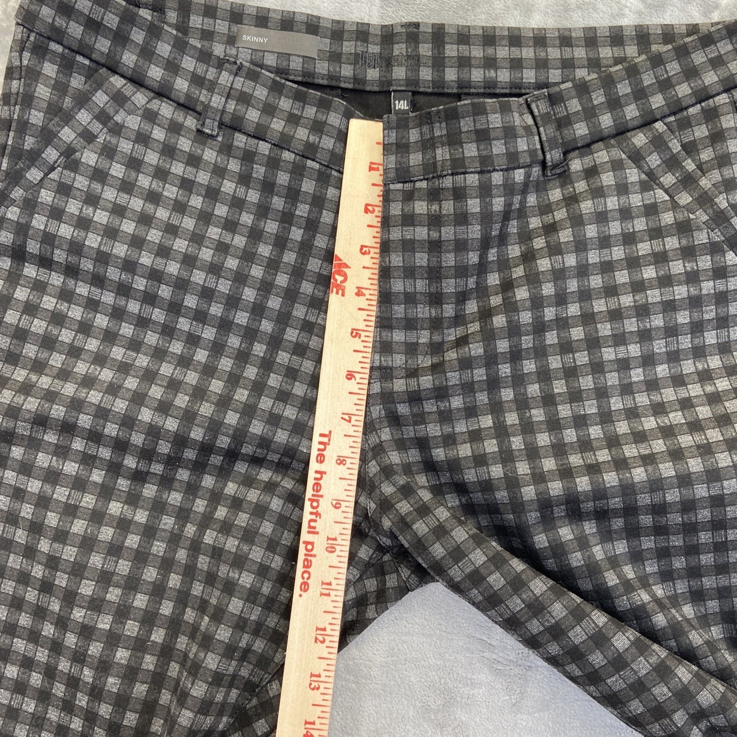 KUT From The Kloth Skinny Trousers Women's Size 14L Plaid Black Dress Pants
