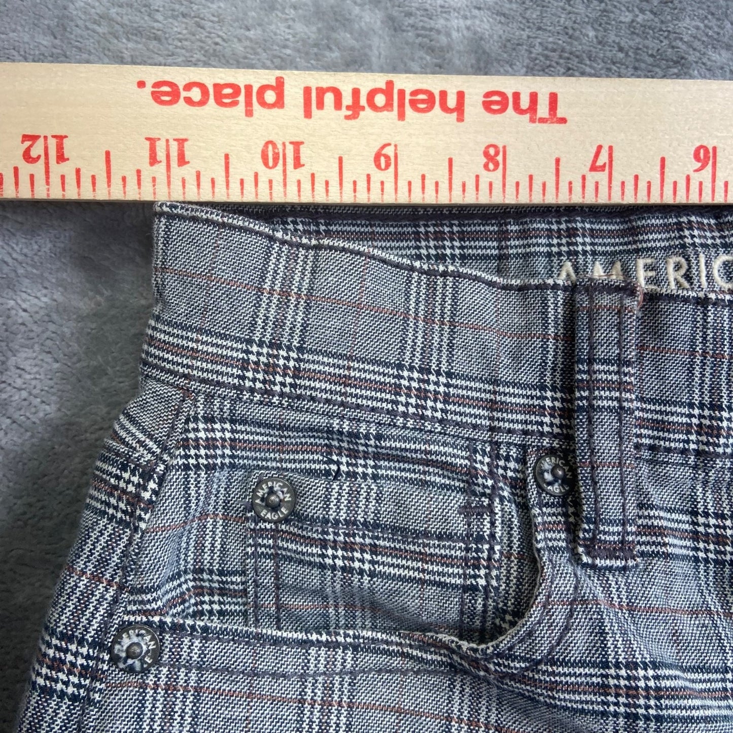 American Eagle Plaid Stretch Pants Women's Size 000 Gray Cotton Blend