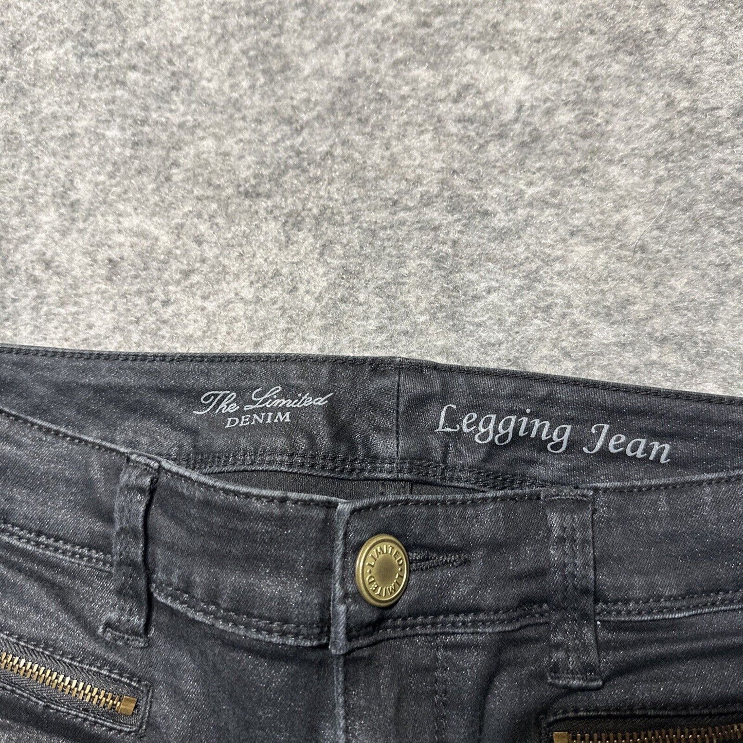 The Limited Denim Women's Legging Jean Size 4 Glittery Black Dark Wash Denim