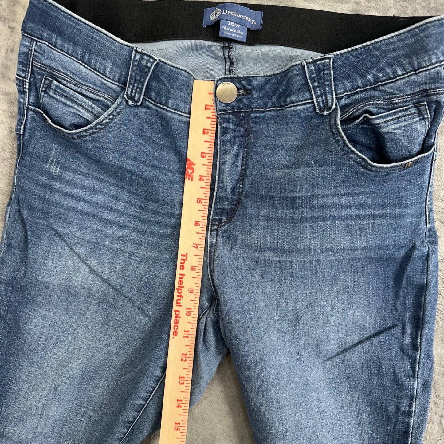 Democracy Ab Solution Straight Leg Jeans Women's Size 16W Blue Distressed