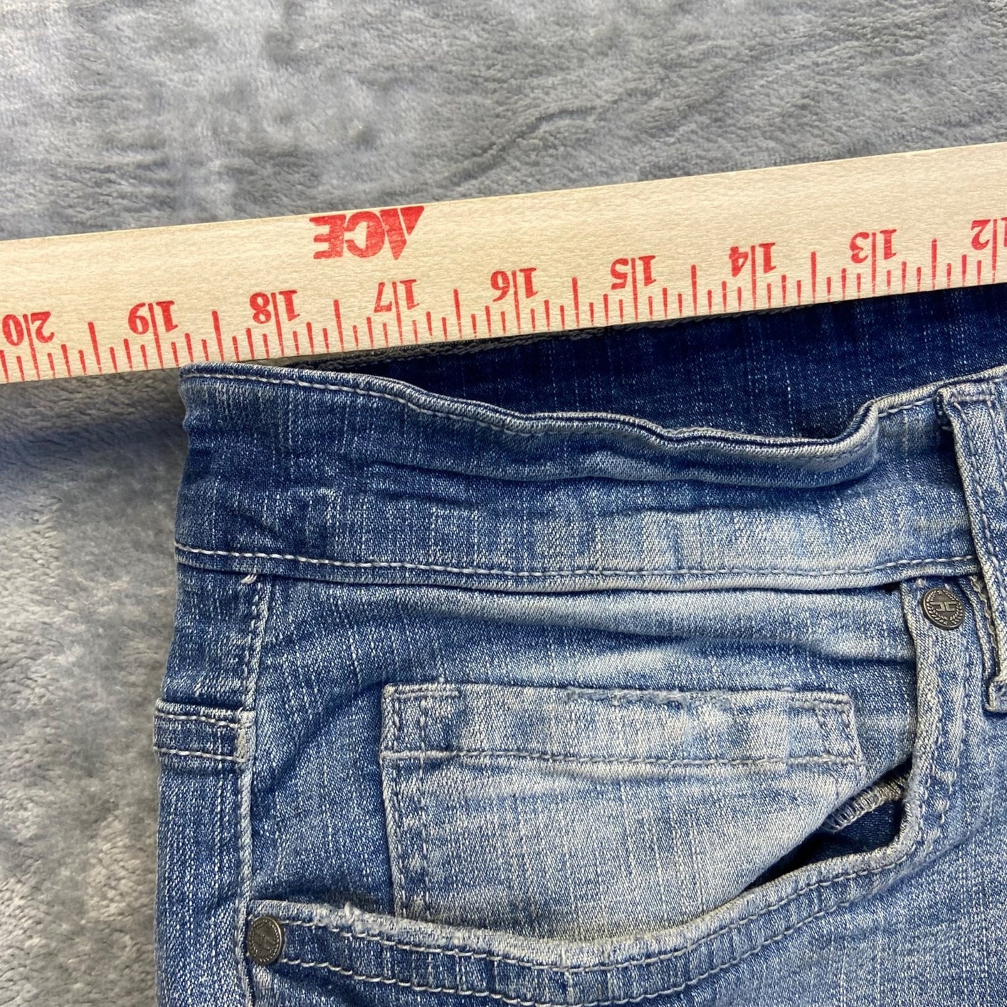 Jordan Craig Men's Distressed Straight Jeans 38x32 Blue Light Wash Hip Denim